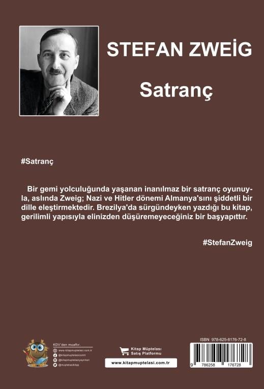 Satranç , Stefan Zweig , Kitap Müptelası Yayınları , 9786258176698 ,