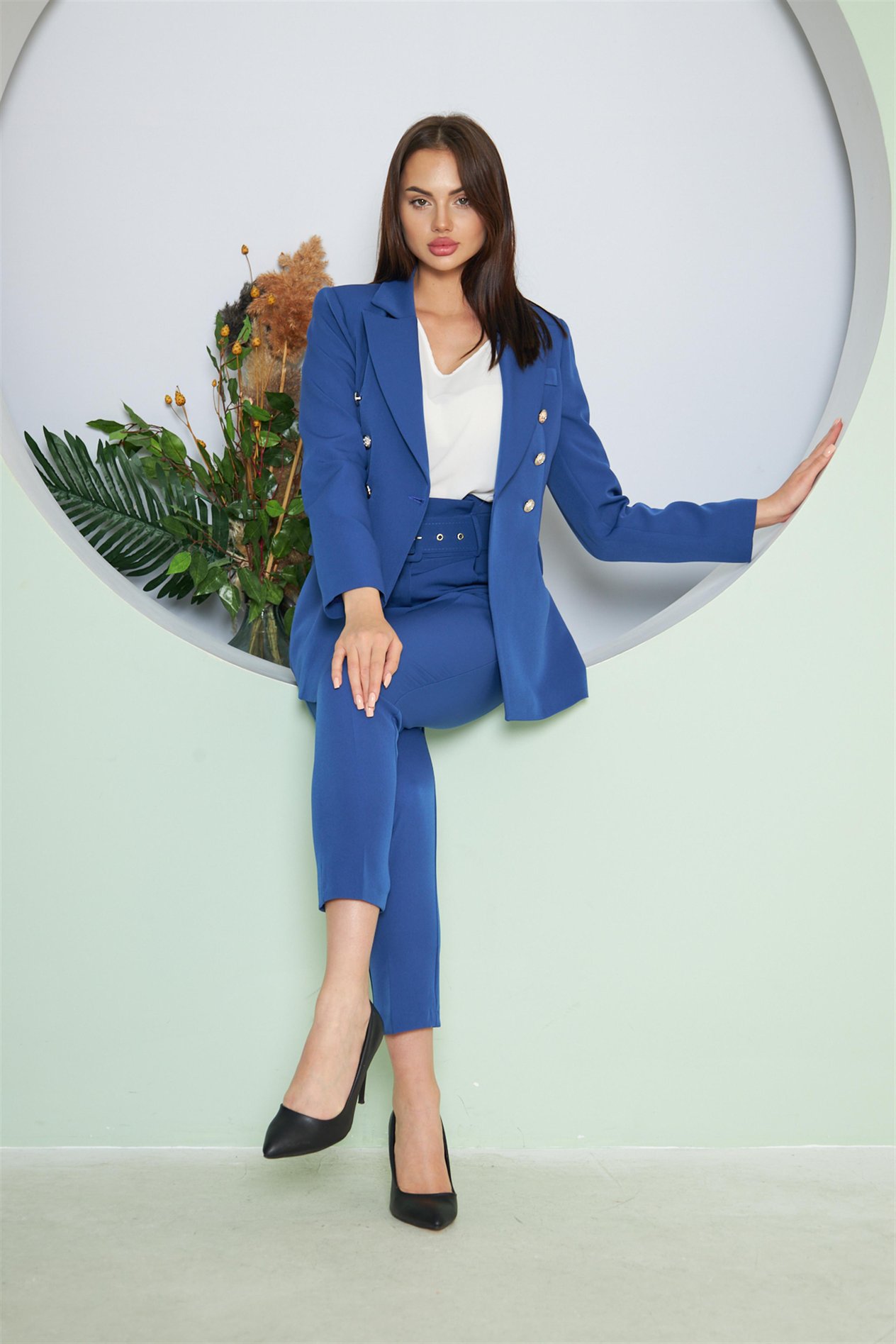 Balmain Ceketli Takım Mavi