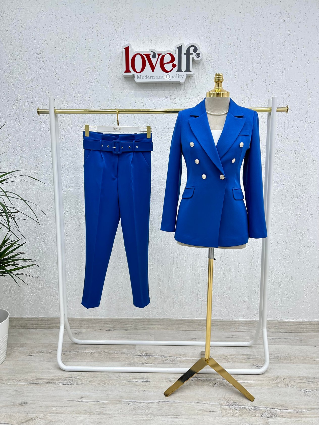 Balmain Ceketli Takım Mavi