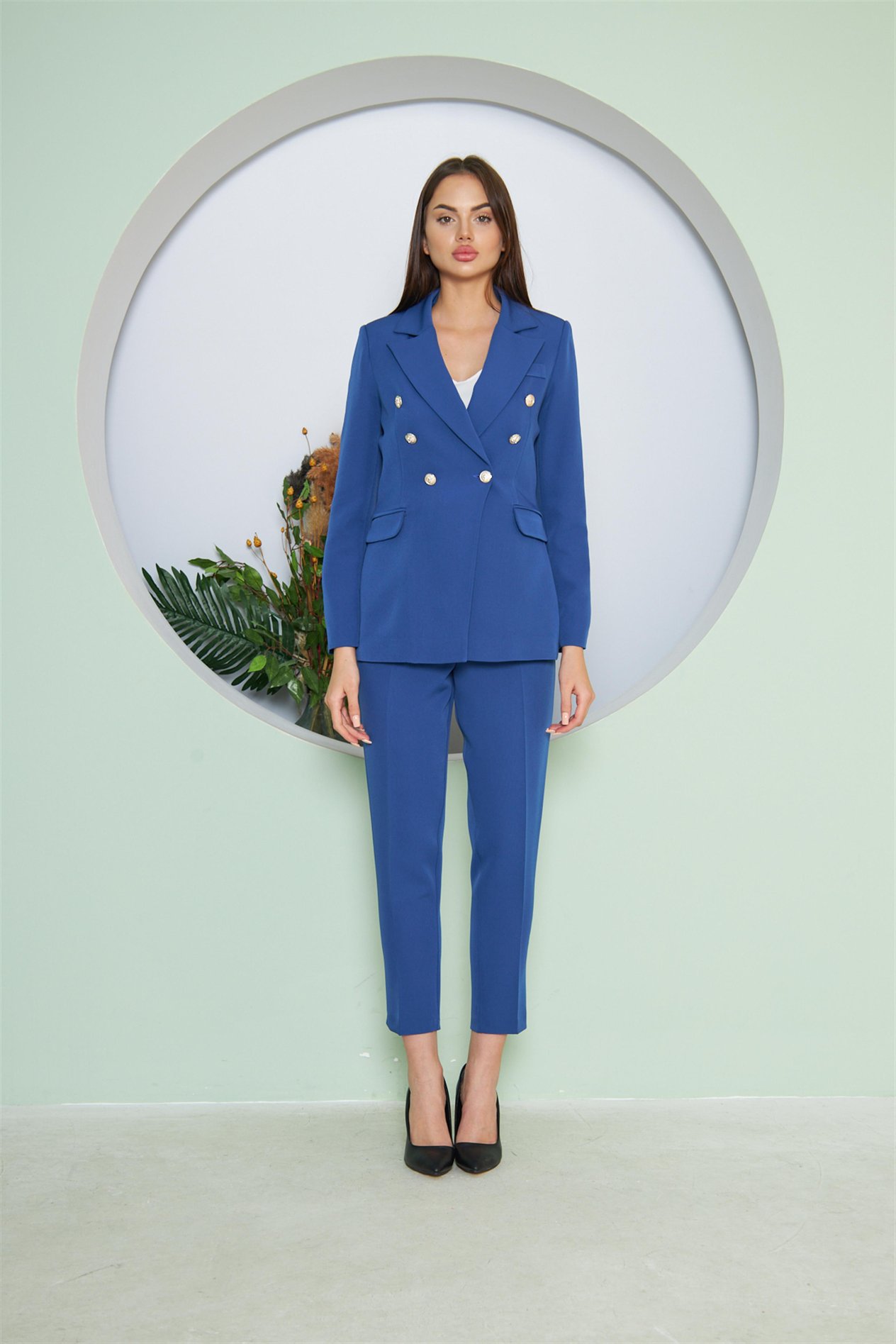 Balmain Ceketli Takım Mavi