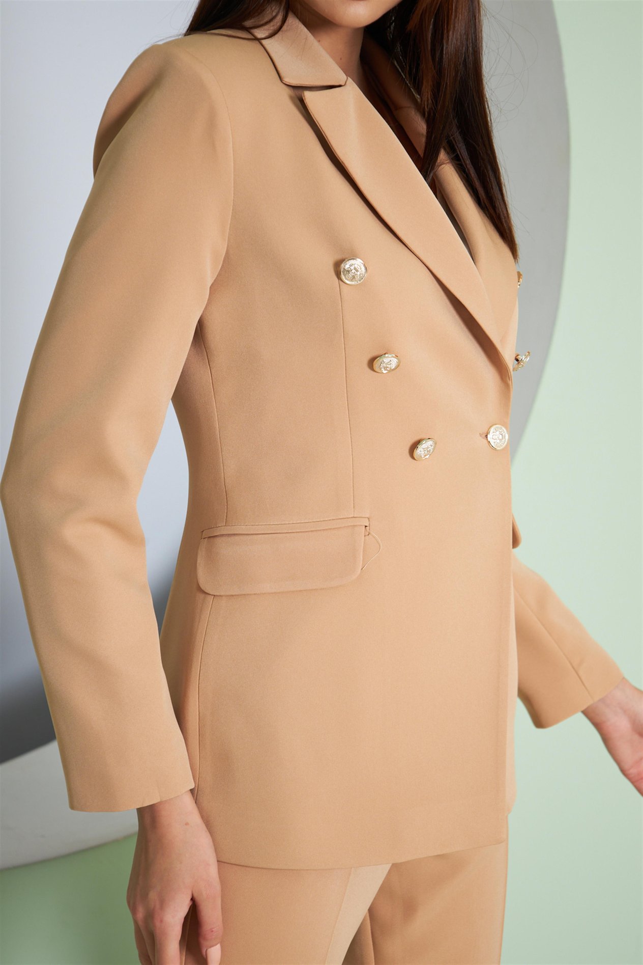 Balmain Ceketli Takım Taba
