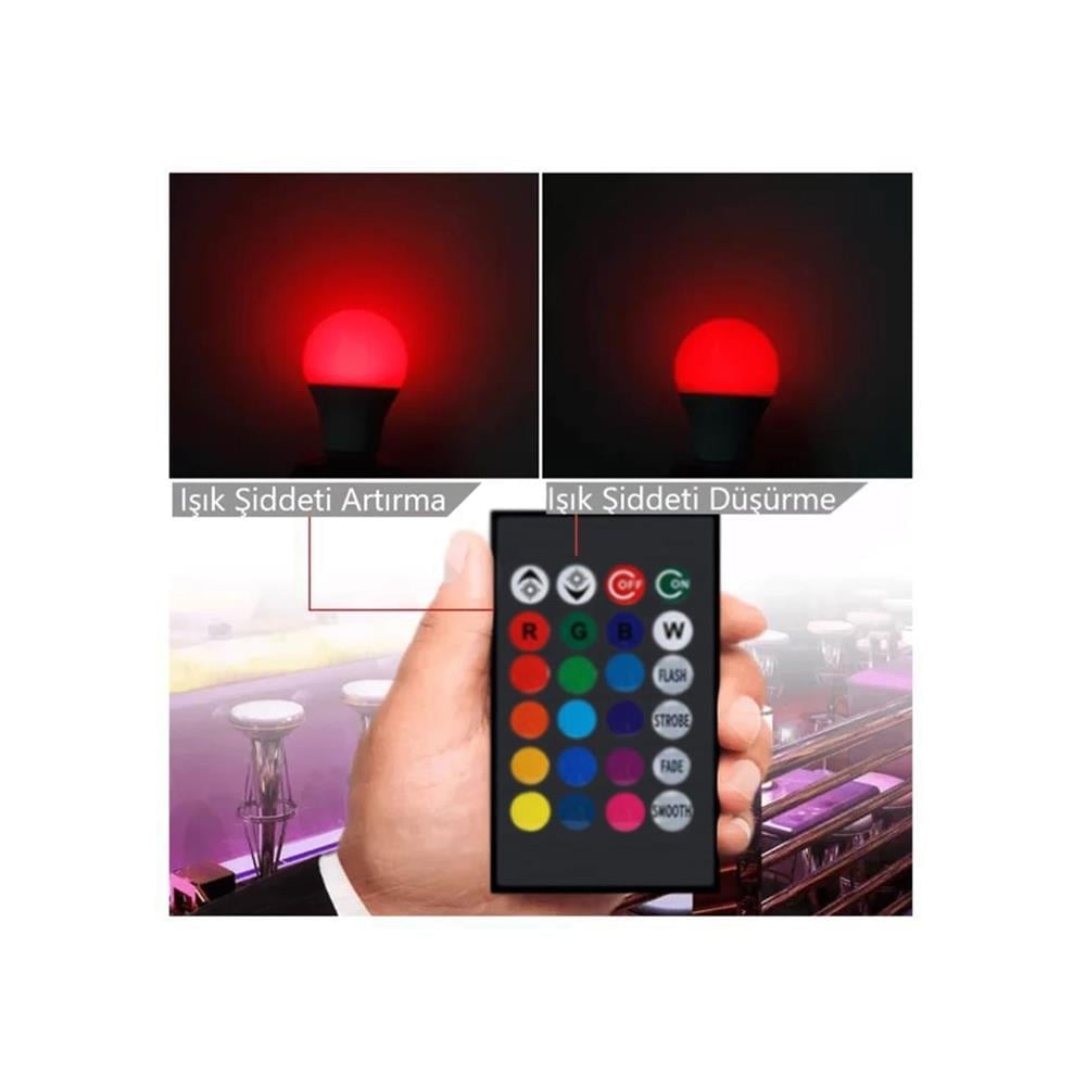 ATC Uzaktan Kumandalı 6500K 9W RGB Led Ampul Beyaz Işık