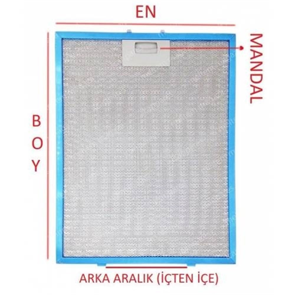 Universal Davlumbaz 20,5X47,5 CM Arka Ara 4,5 CM Aspiratör Filtre