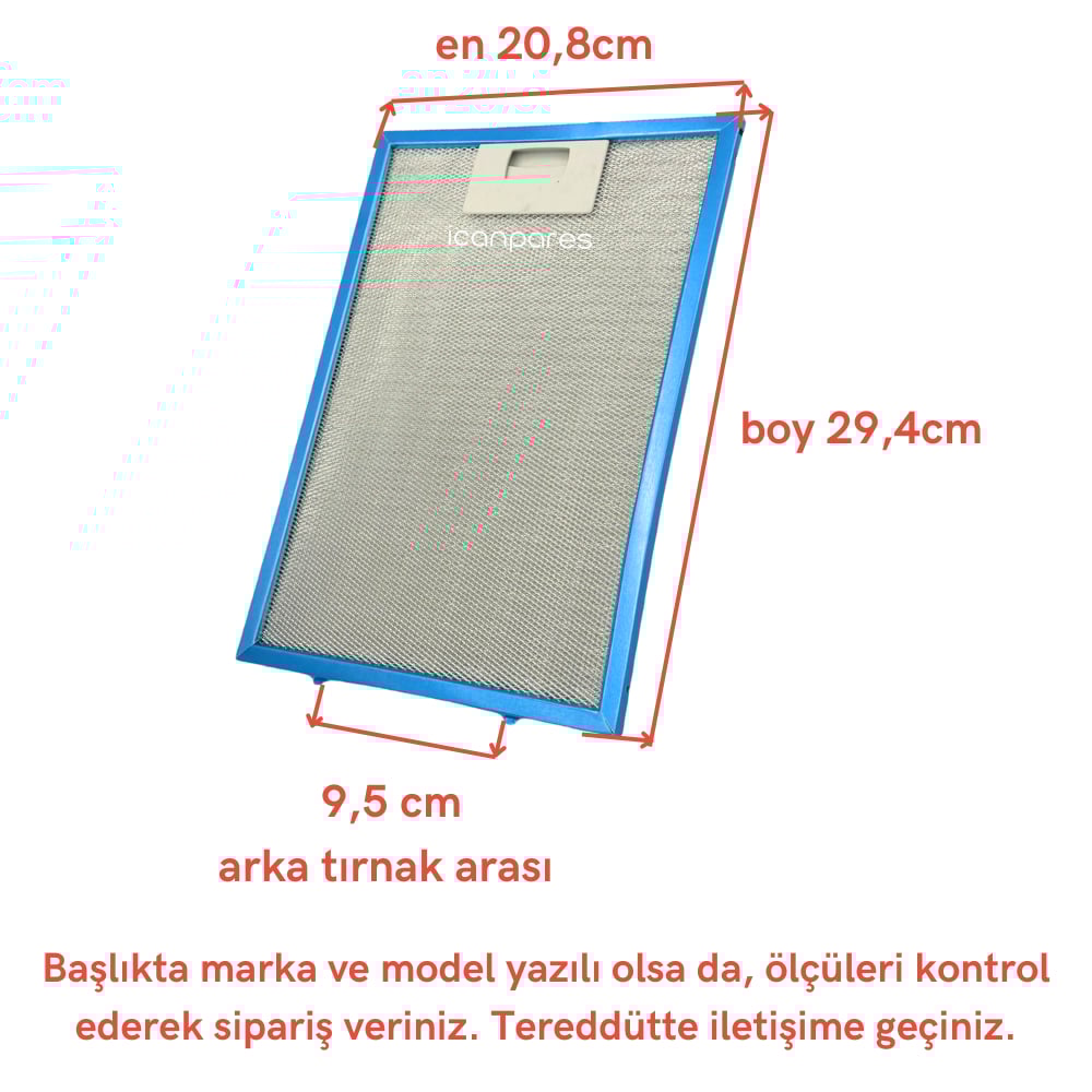 Arçelik Uyumlu P 22 IMA Davlumbaz Metal Filtresi