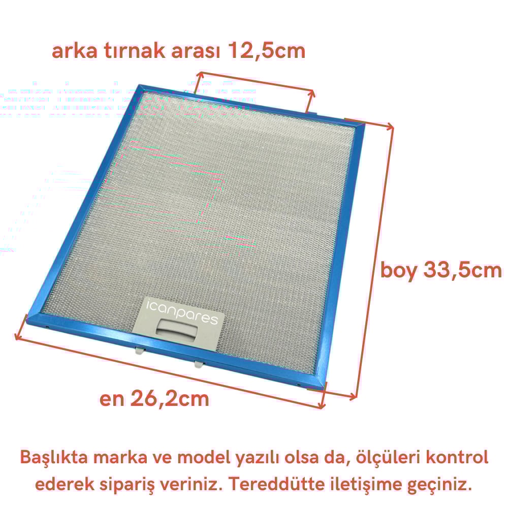 Beko Uyumlu ADV 5400 I Davlumbaz Metal Yağ Filtresi
