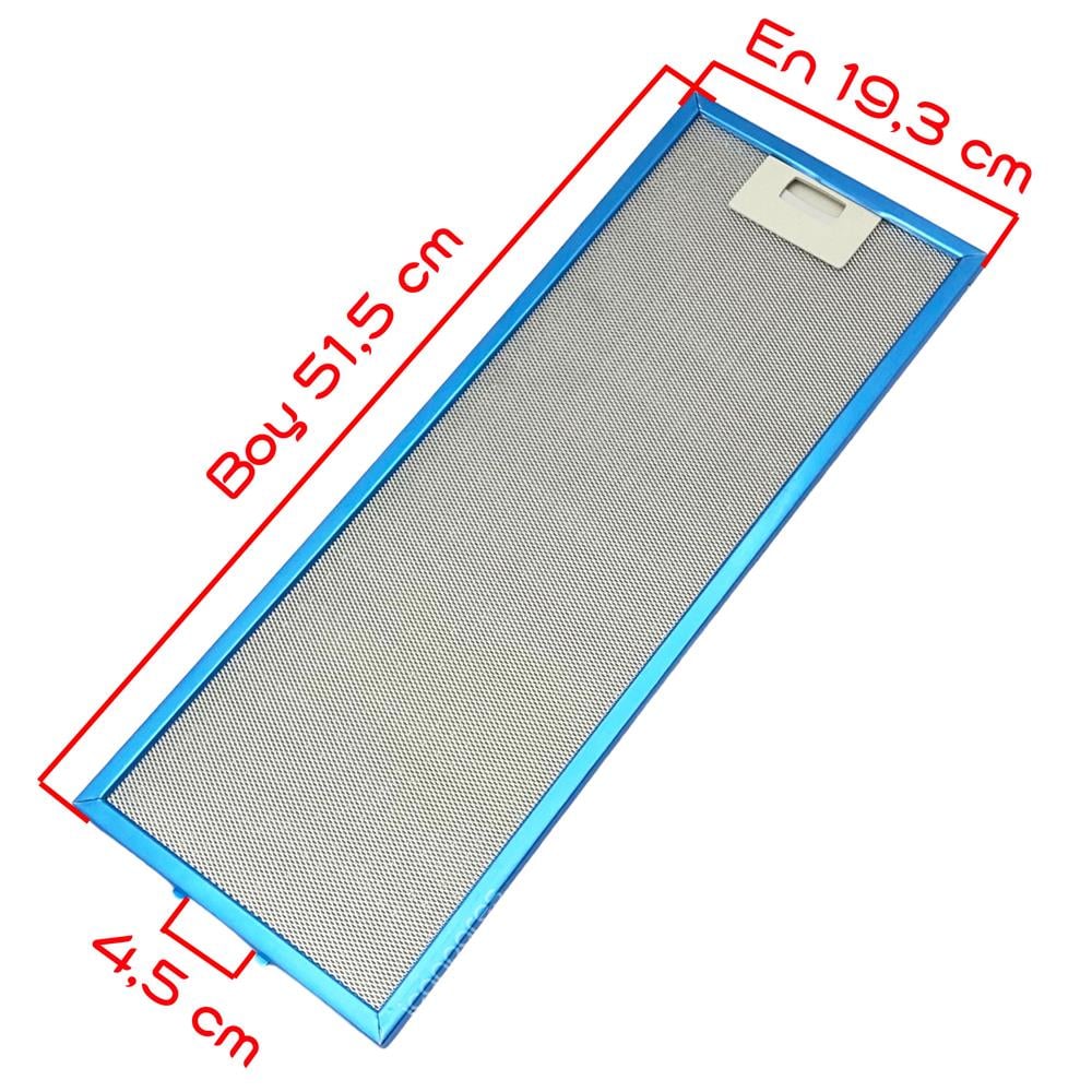 En 193mm Boy 515mm Arka Tırnak Arası 45mm Aspratör Filtresi