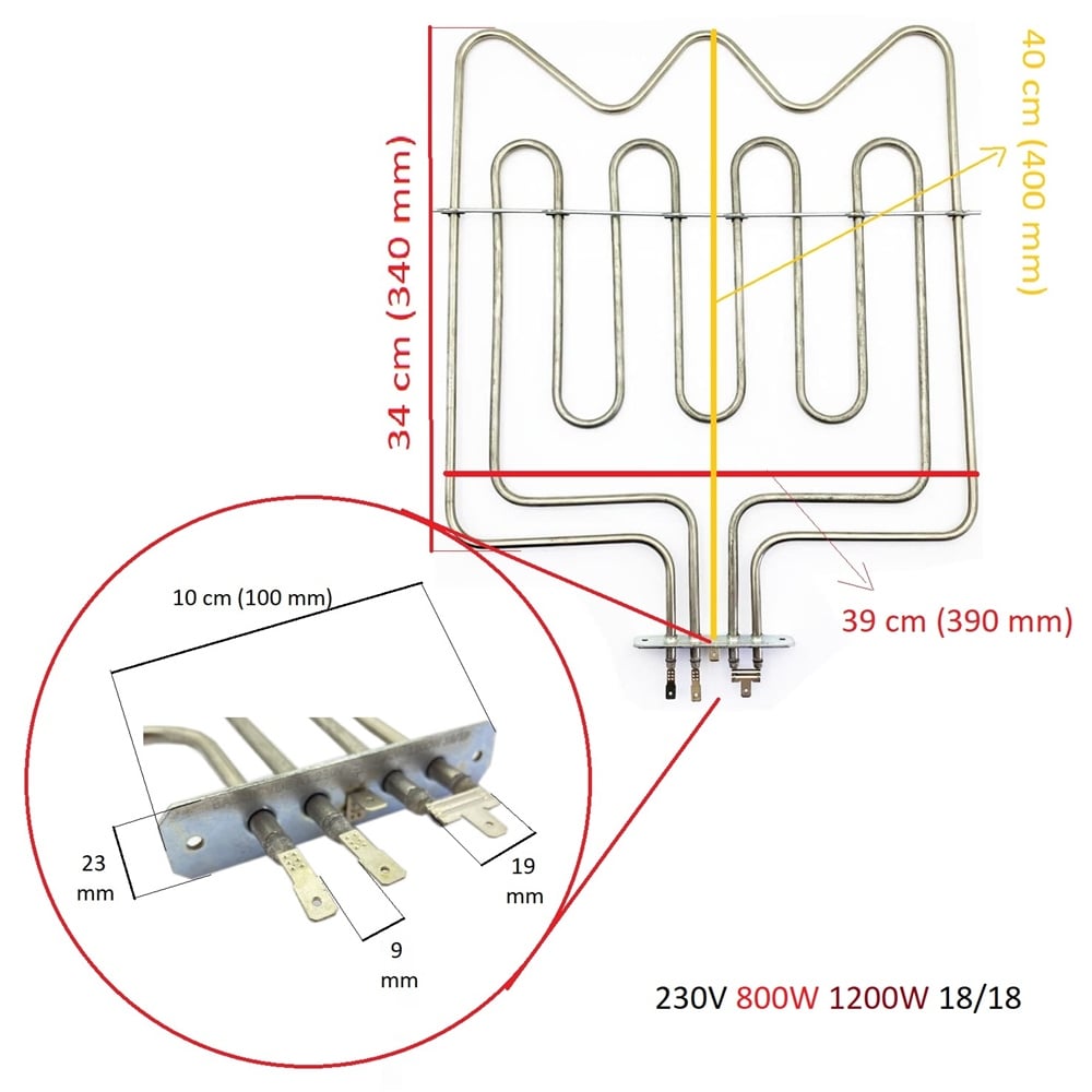 Siemens HO110210 Fırın Üst Rezistansı 00661413 800 W 1200W Ölçülere Dikkat Ediniz