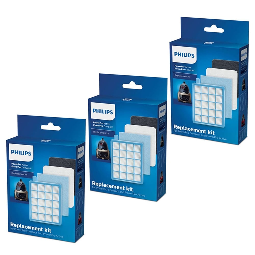 Philips Uyumlu FC 9521 PowerPro Active Süpürge 3 Kutu Filtre Seti