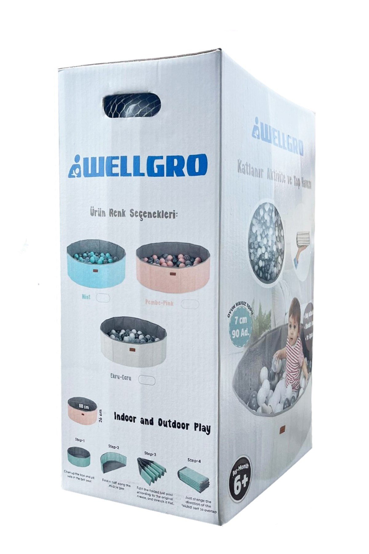  Wellgro 90 Toplu Katlanır Top Havuzu - Mint