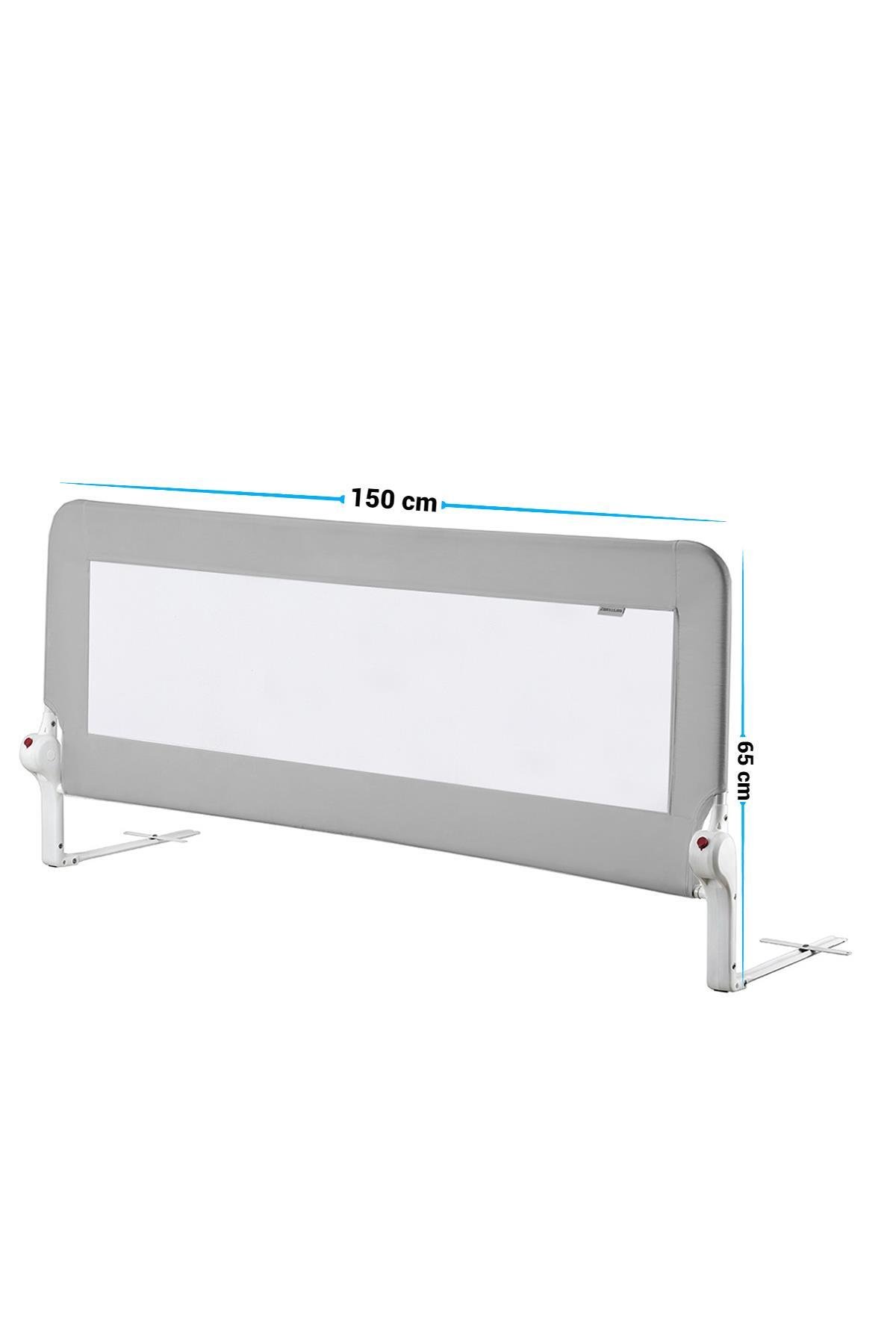 Wellgro 150*65 cm Gri Renk Yatak Bariyeri, Yatak Korkuluğu