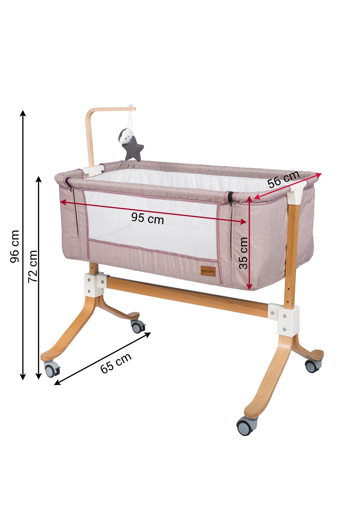 Wellgro Ahşap Anne Yanı Bebek Beşiği - Kahve