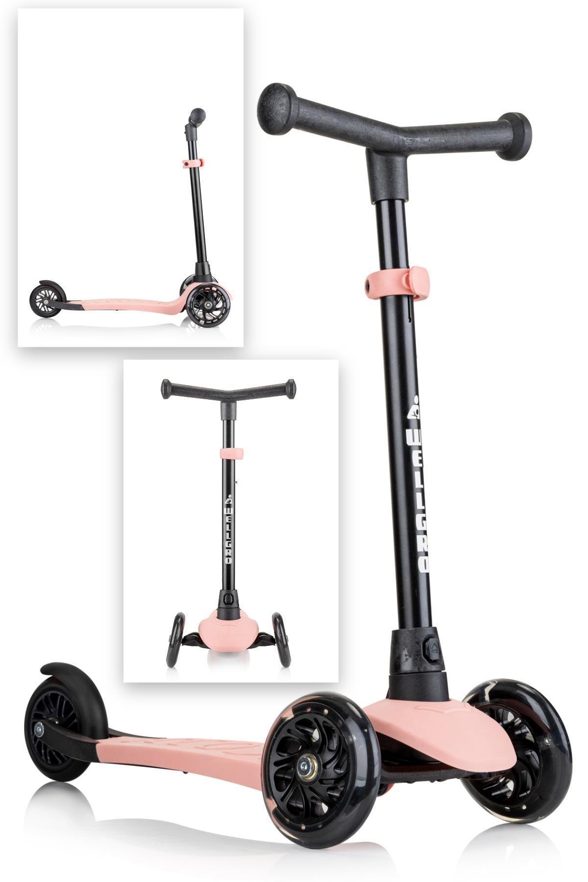 Wellgro Işıklı 3 Tekerli Yükseklik Ayarlı Scooter, Pembe