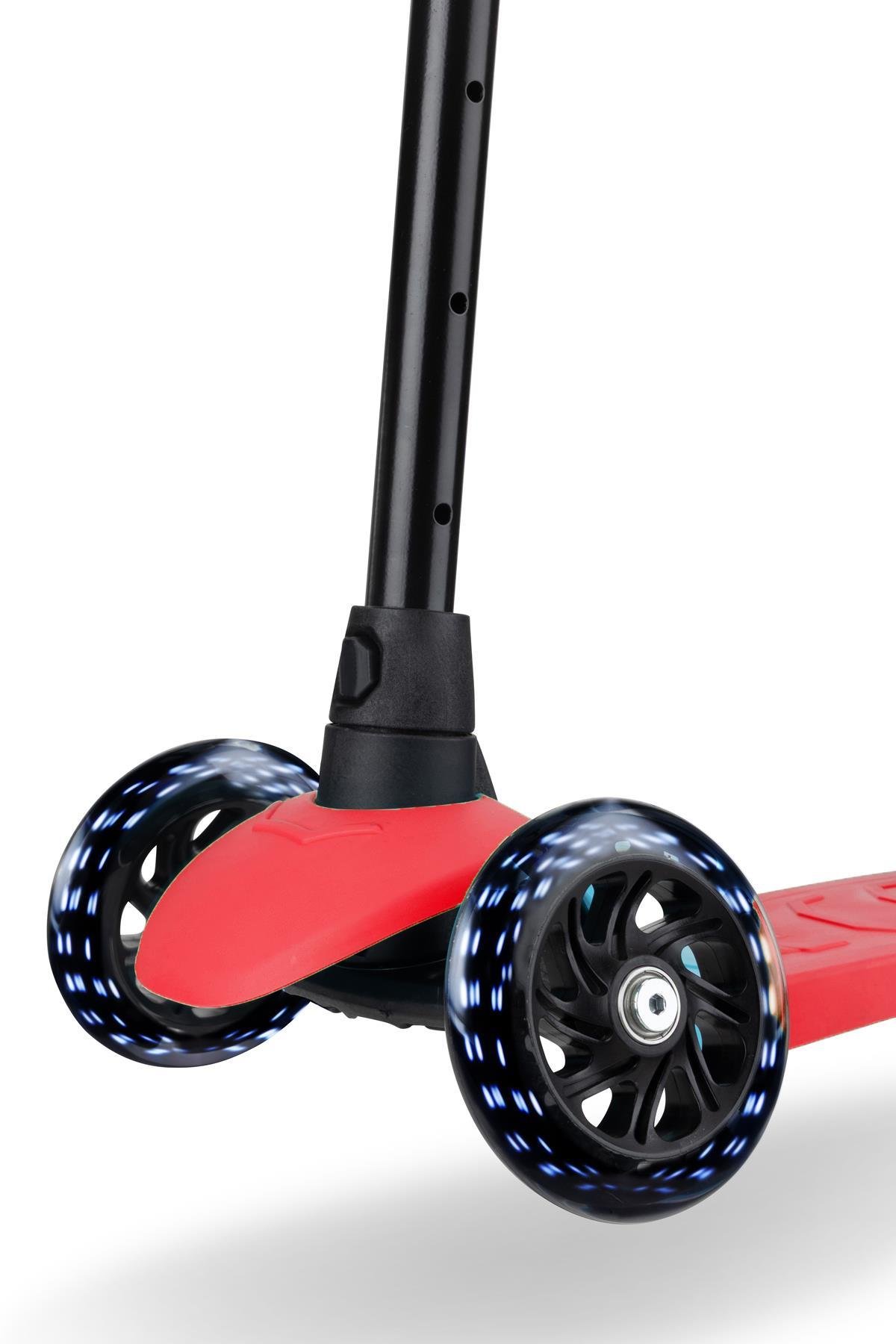 Wellgro Işıklı 3 Tekerli Yükseklik Ayarlı Scooter, Kırmızı