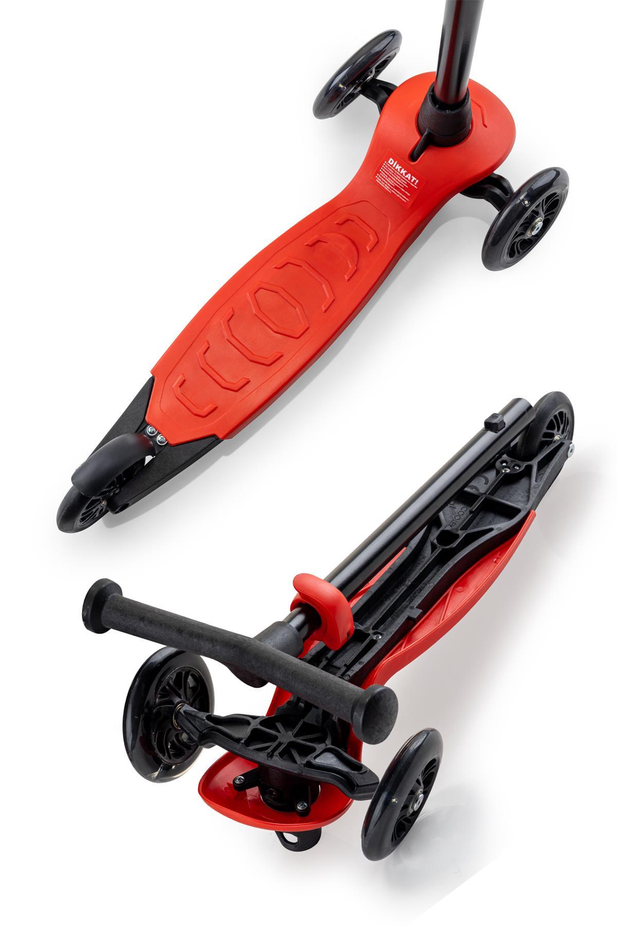 Wellgro Işıklı 3 Tekerli Yükseklik Ayarlı Scooter, Kırmızı
