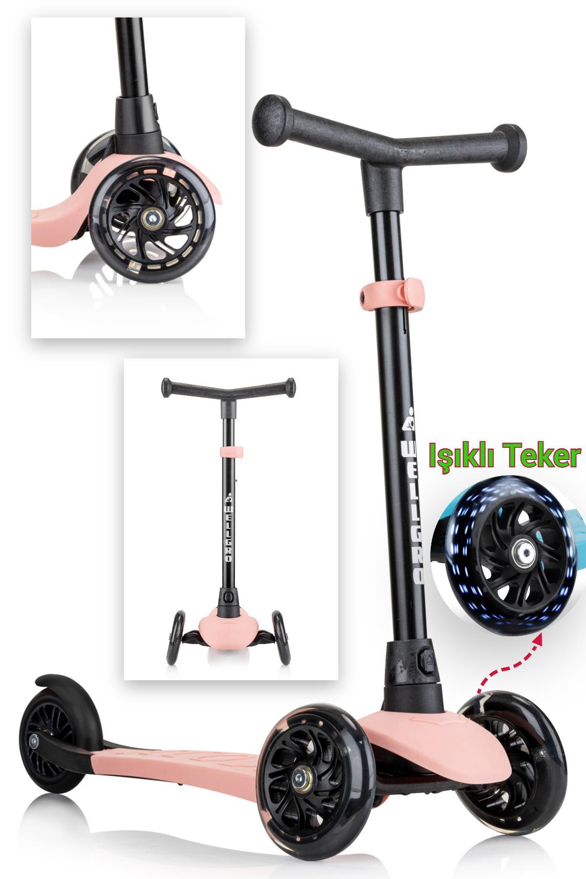 Wellgro Işıklı 3 Tekerli Yükseklik Ayarlı Scooter, Pembe