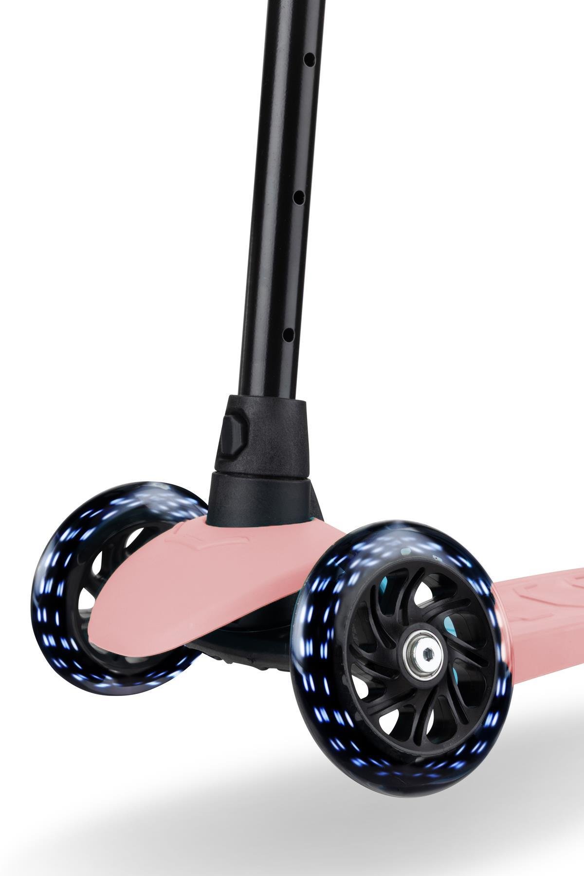 Wellgro Işıklı 3 Tekerli Yükseklik Ayarlı Scooter, Pembe