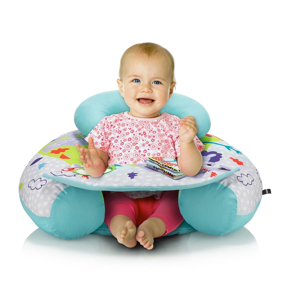 Wellgro Funny Animal Backrest Floor Cushion, Baby Seat Cushion