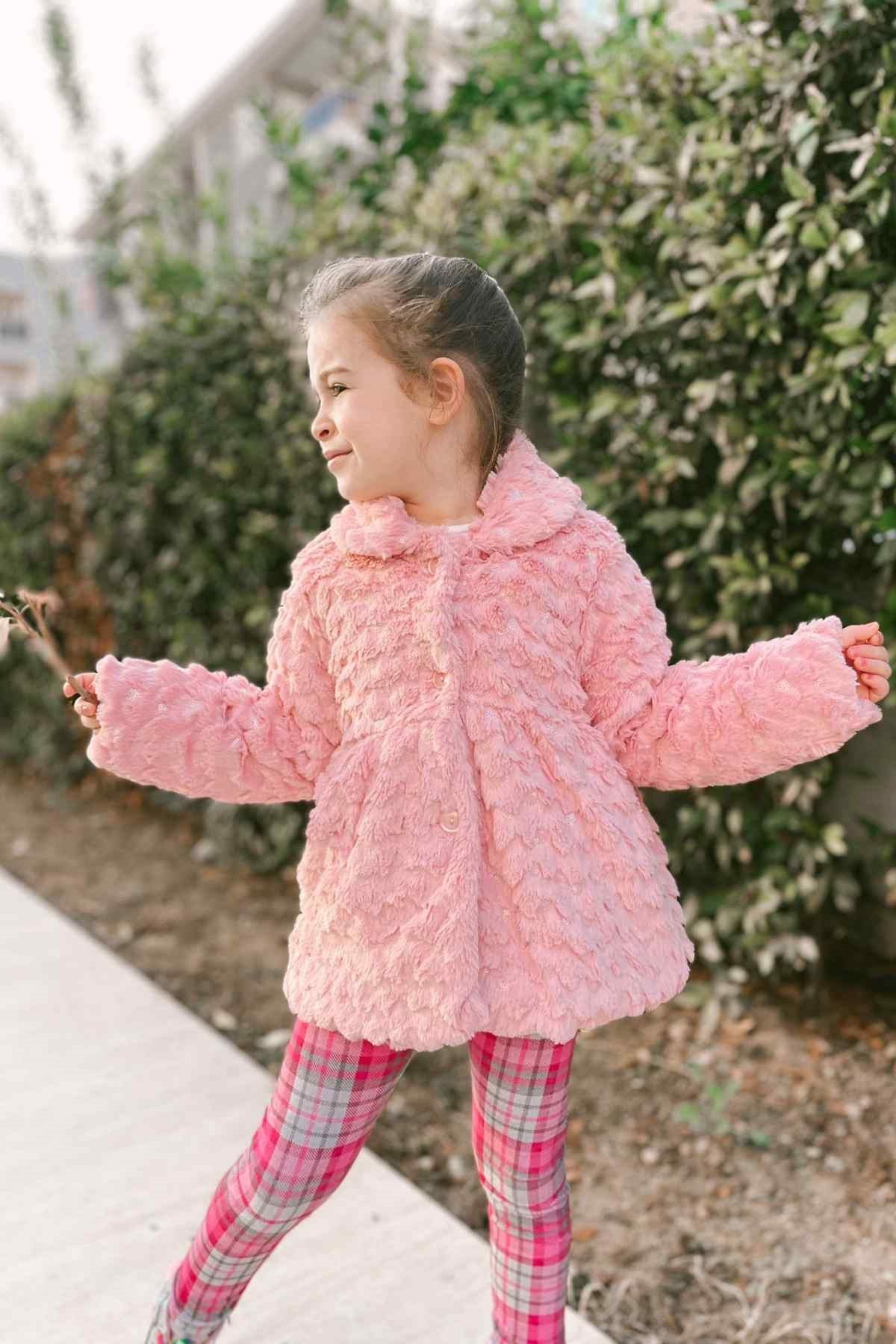 3-12 YAŞ KIZ ÇOCUK PELUŞ MONT PEMBE