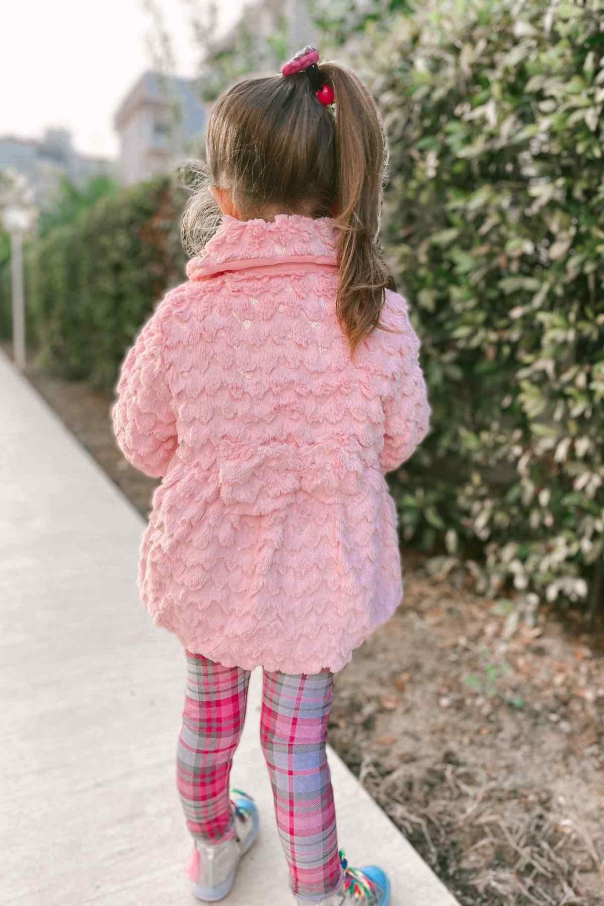 3-12 YAŞ KIZ ÇOCUK PELUŞ MONT PEMBE