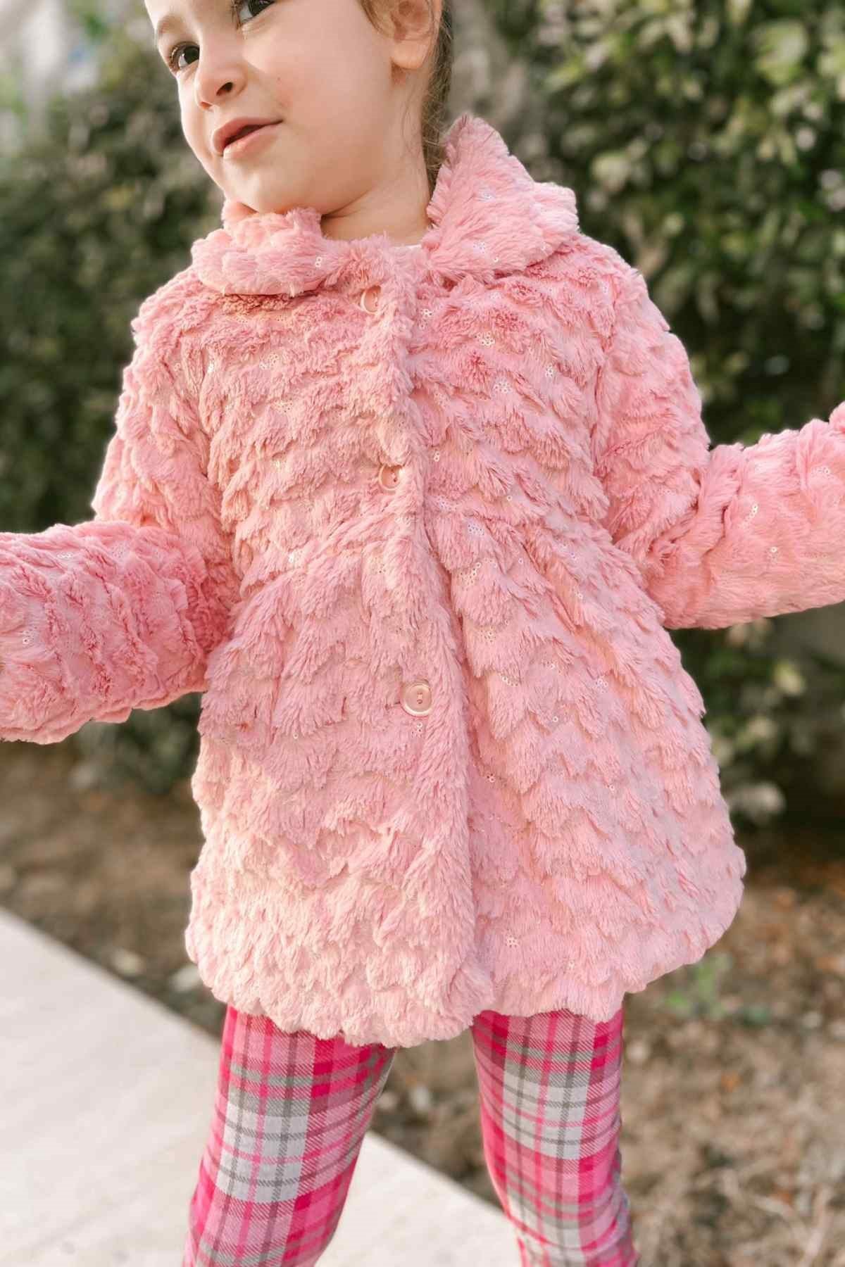 3-12 YAŞ KIZ ÇOCUK PELUŞ MONT PEMBE
