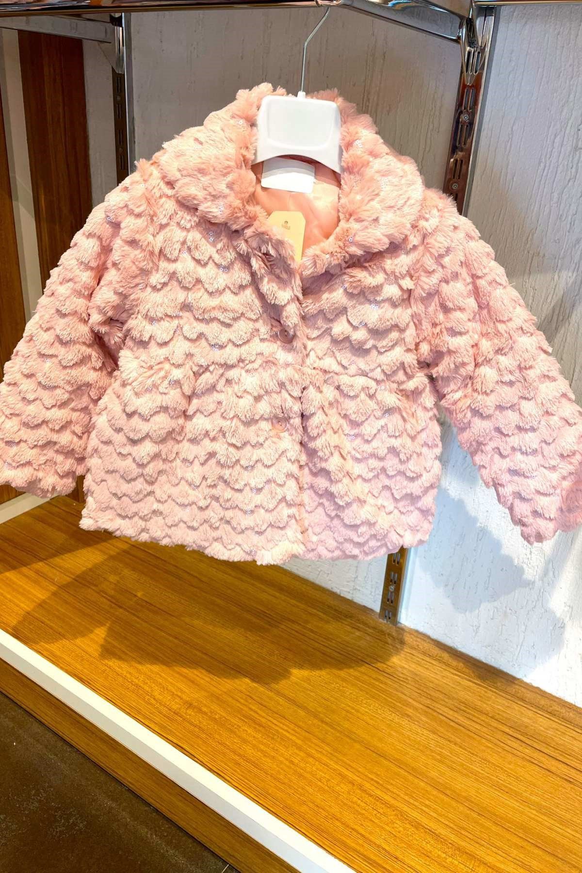 3-12 YAŞ KIZ ÇOCUK PELUŞ MONT PEMBE