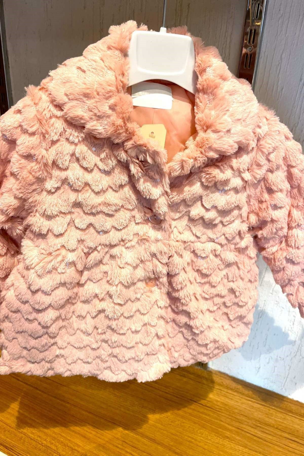 3-12 YAŞ KIZ ÇOCUK PELUŞ MONT PEMBE