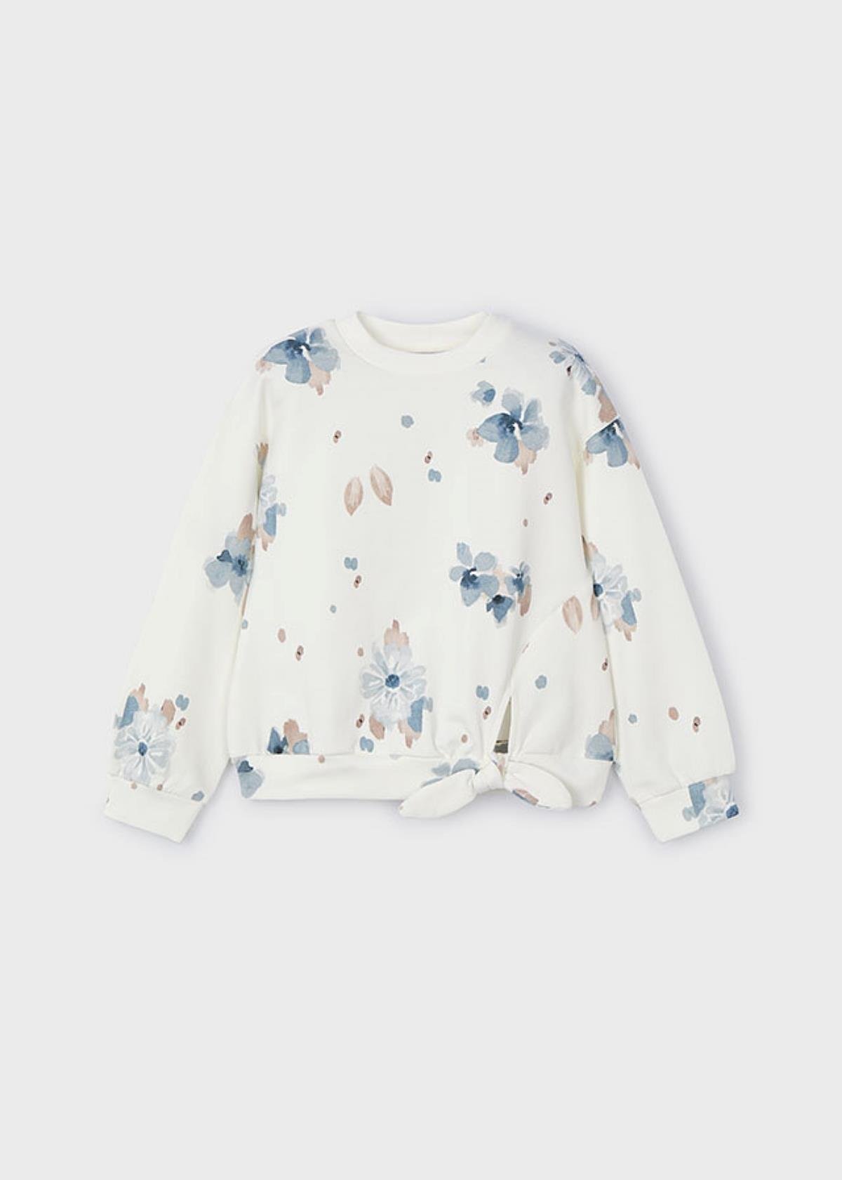 4-9 Yaş Kız Çocuk Çiçekli Sweatshirt