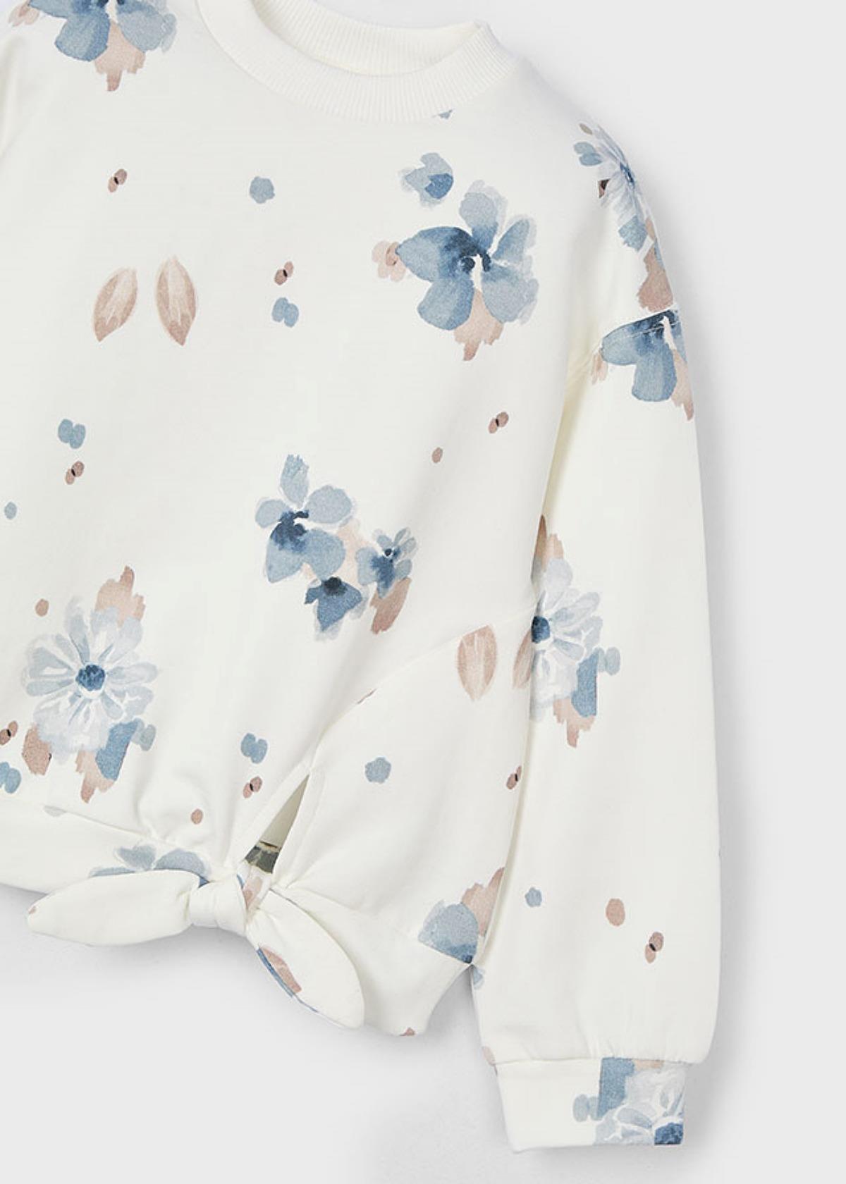 4-9 Yaş Kız Çocuk Çiçekli Sweatshirt