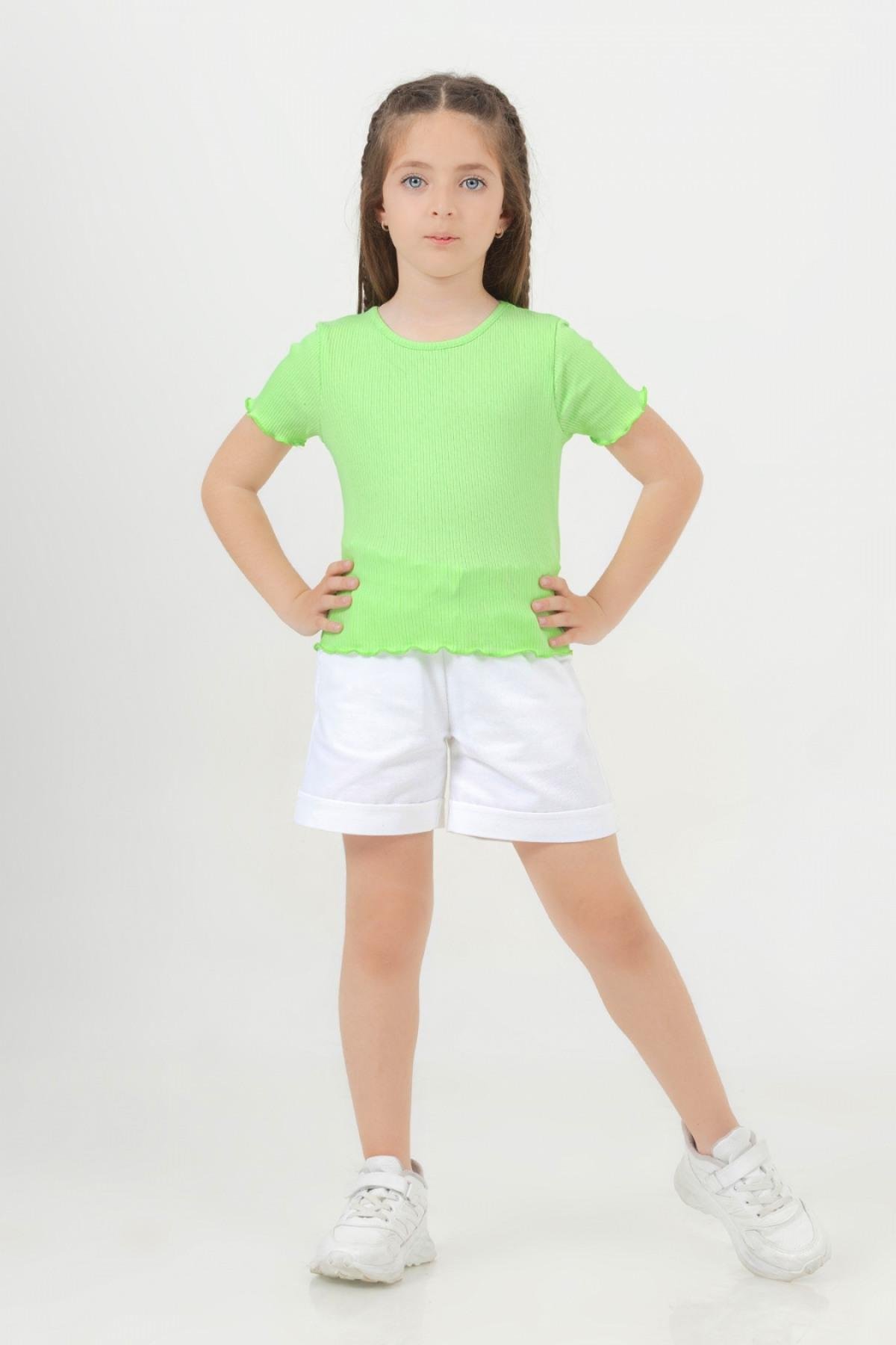 4-9 Yaş Kız Çocuk Gabardin Şort