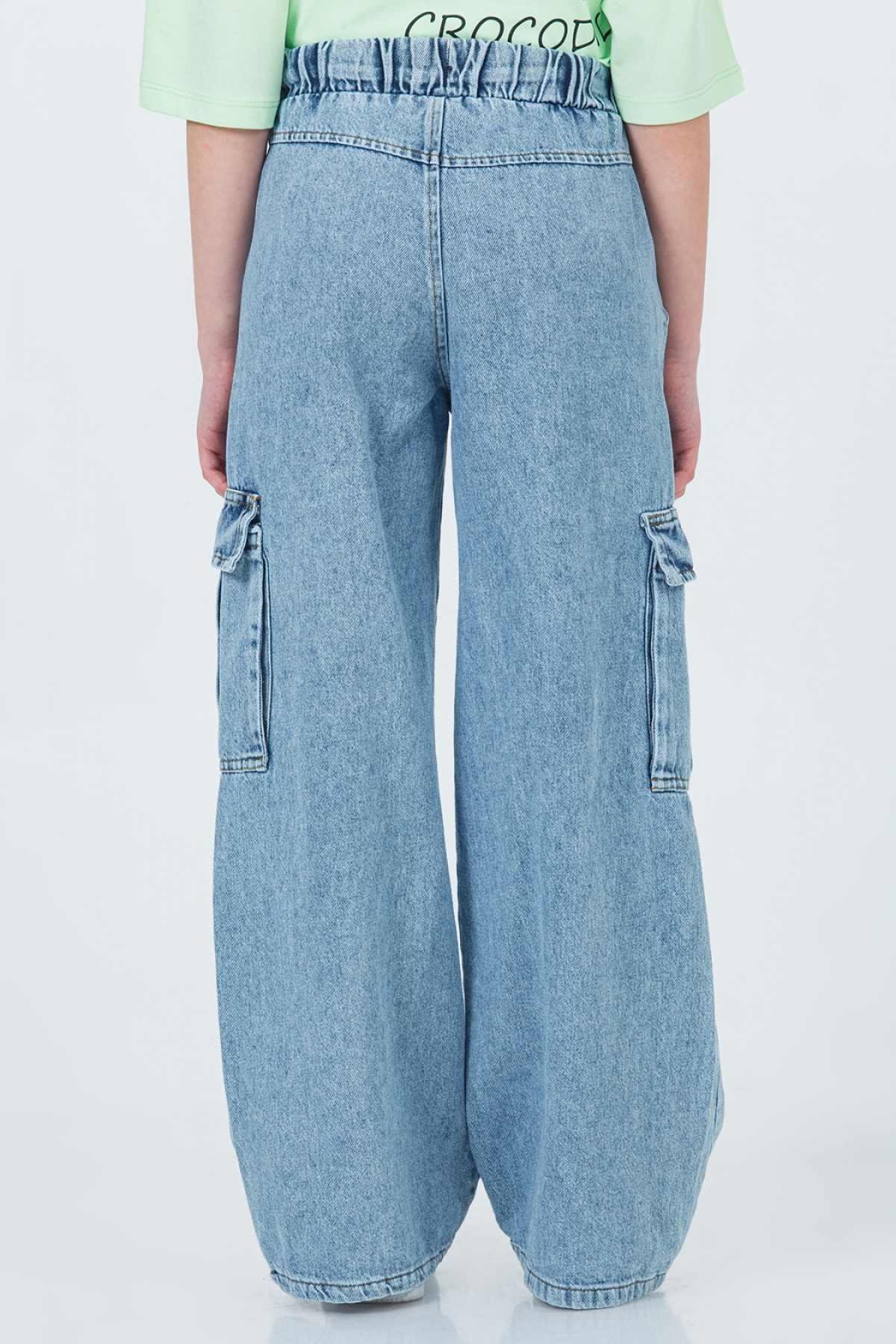4-9 Yaş Kız Çocuk Kargo Denim Pantolon