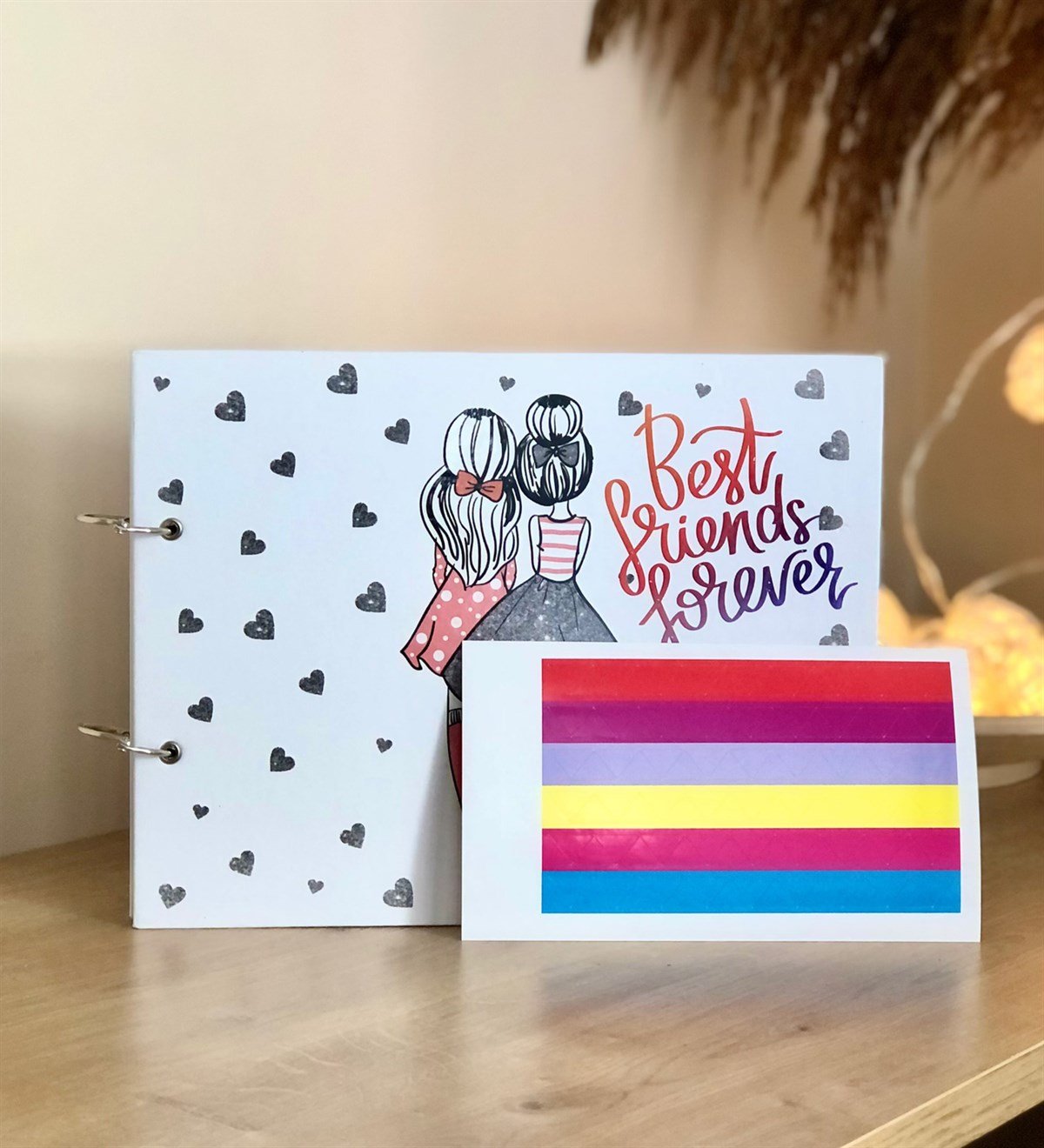 Best Friend Forever Tasarımlı Siyah Sayfa Kendin Yap Fotoğraf Albümü Beyaz Kalem HediyeliGiftmodaBff-Albüm