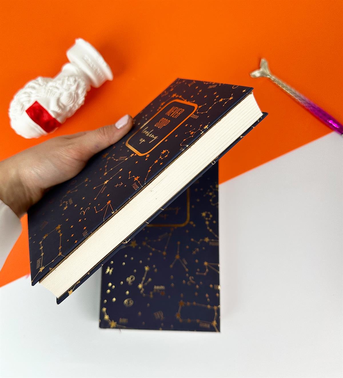 Yıldız Haritası Tasarımlı Kalın Kitap Görünümlü DeftergiftmodaGmd100559
