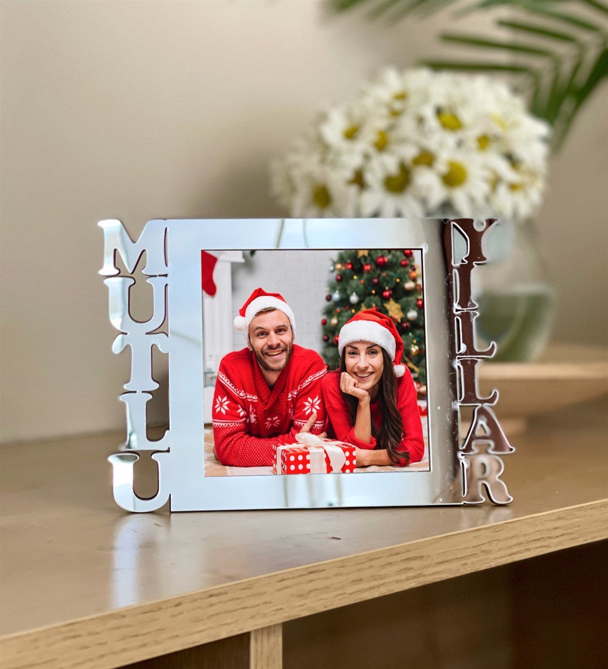 Kişiye Özel Gümüş Mutlu Yıllar Çerçeveli Yılbaşı SetigiftmodaGmhs101317