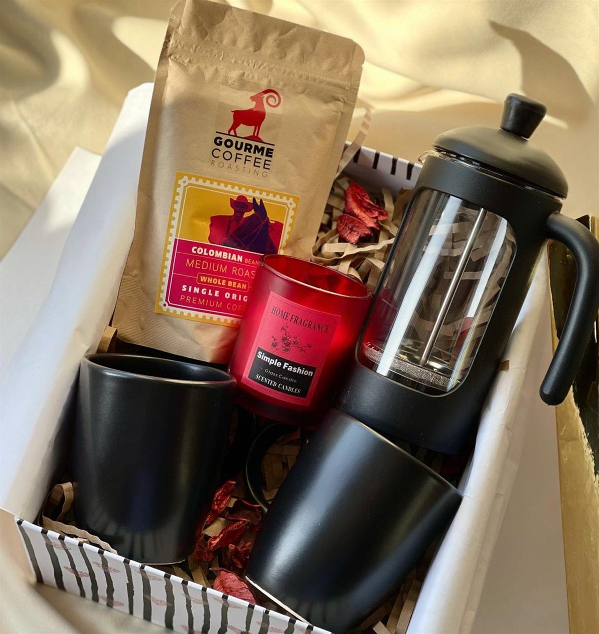 Siyah 2'li bulut Kupa Siyah French Press Filtre Kahve Ve Kokulu Mum SetgiftmodaGmhs100744