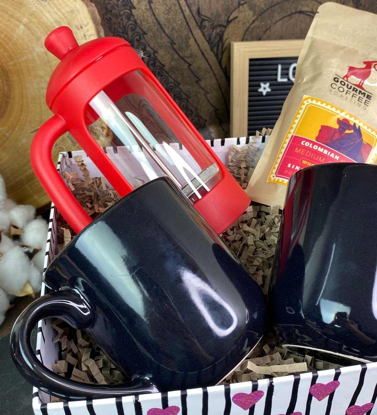Siyah 2'li Bulut Kupa Kırmızı French Press Ve Filtre Kahve Özel Kutulu Hediye SetigiftmodaGmhs100752