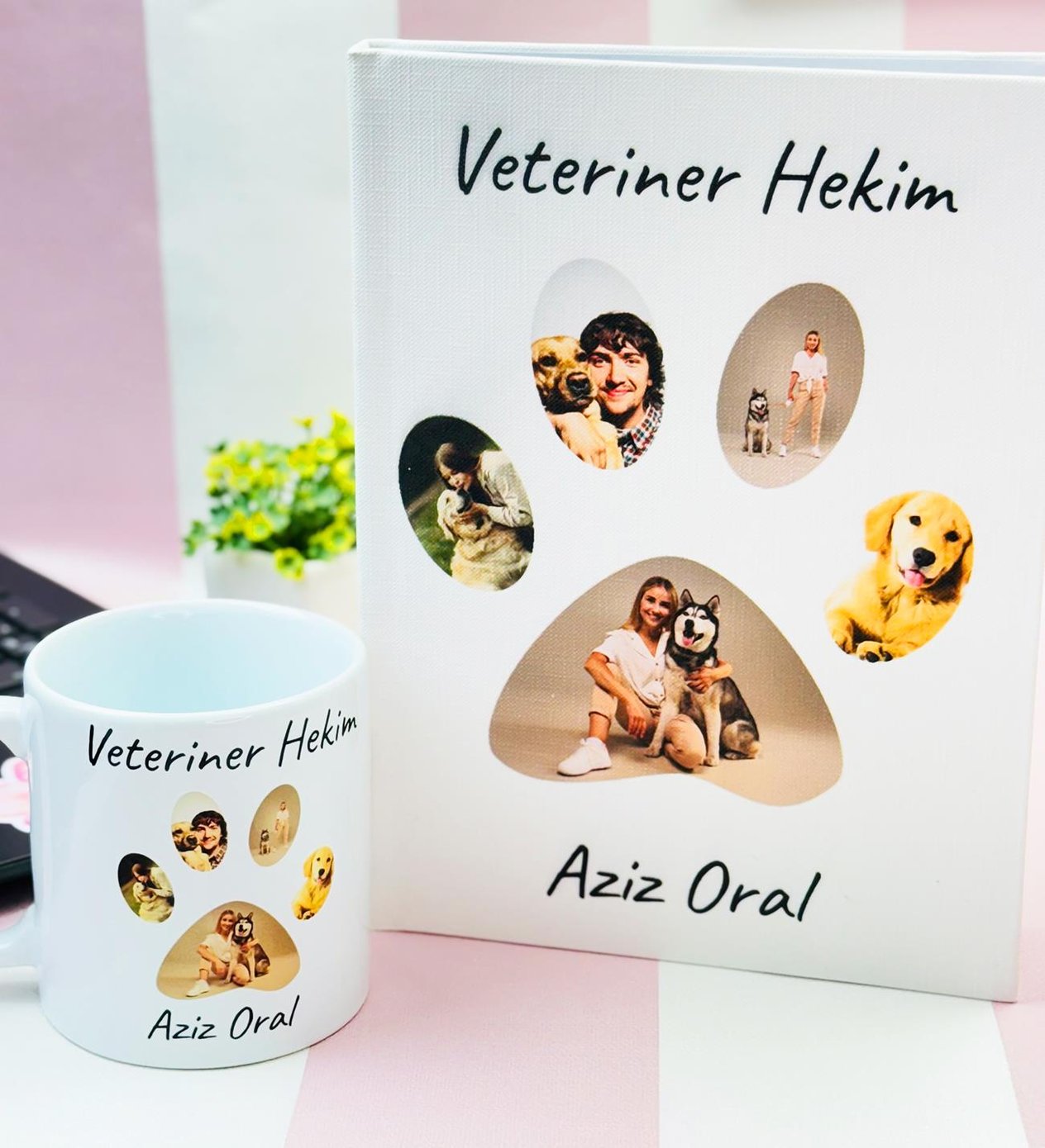 Kişiye Özel Veteriner Pati Tasarımlı Kupa Ve Sert Kapaklı DeftergiftmodaGmhs102013