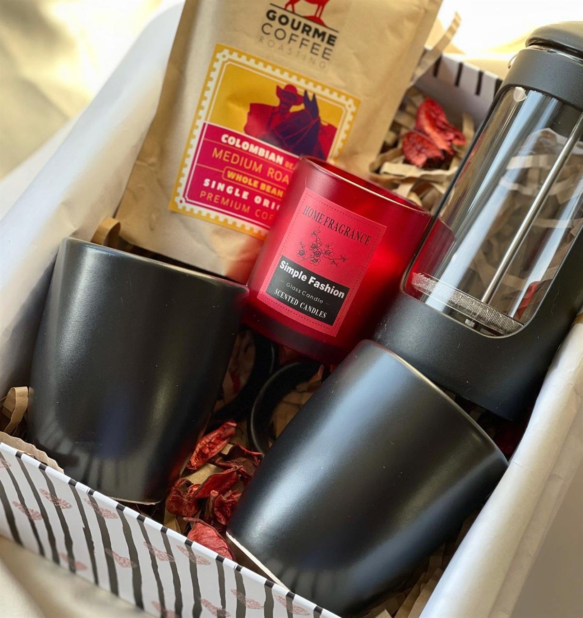 Siyah 2'li bulut Kupa Siyah French Press Filtre Kahve Ve Kokulu Mum SetgiftmodaGmhs100744
