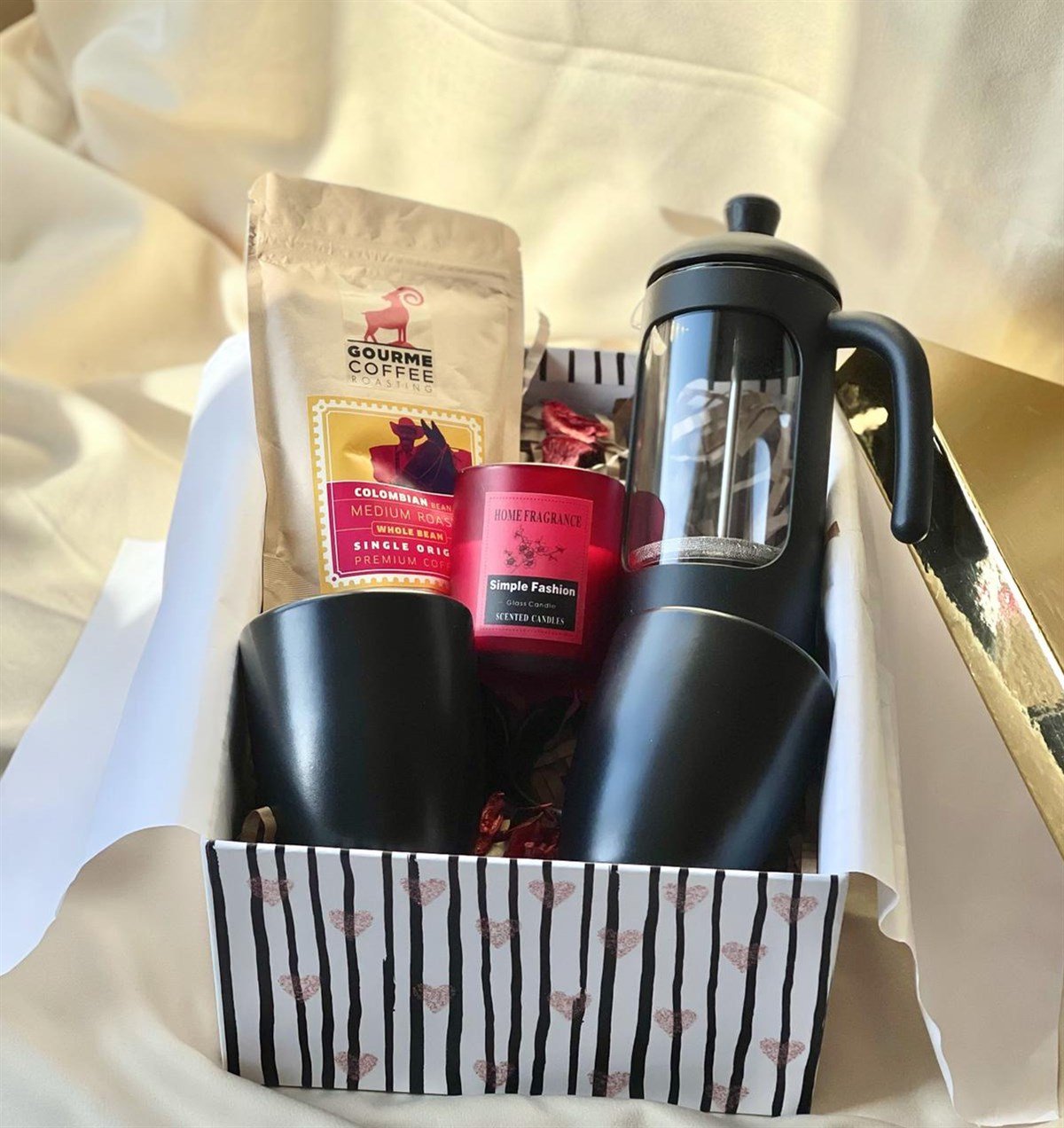 Siyah 2'li bulut Kupa Siyah French Press Filtre Kahve Ve Kokulu Mum SetgiftmodaGmhs100744