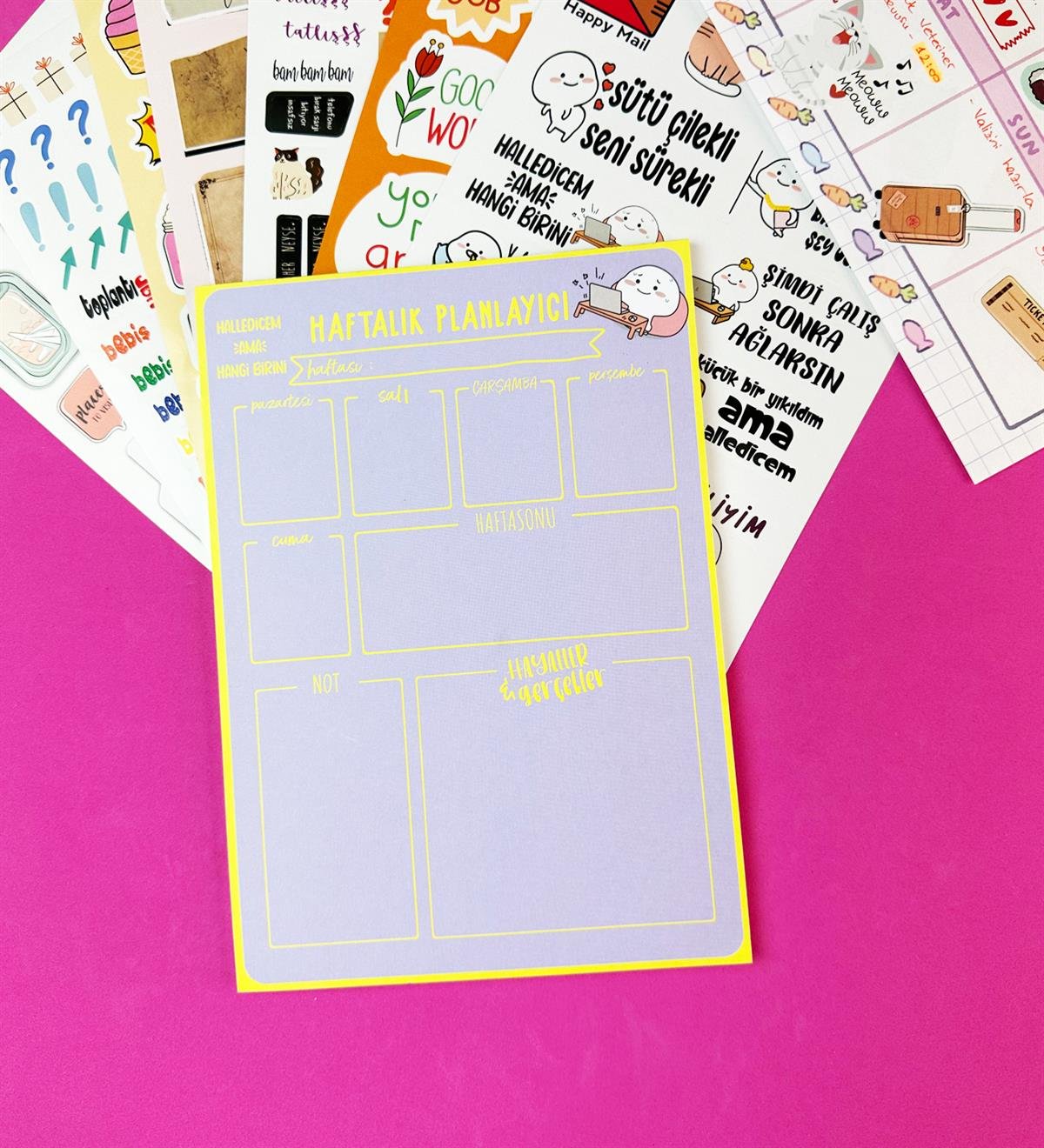 Halledicem Ama Hangi Birini Klavye Önü Haftalık Planlayıcı Ve My DIY Sticker Kitabı SetgiftmodaGmhs101913