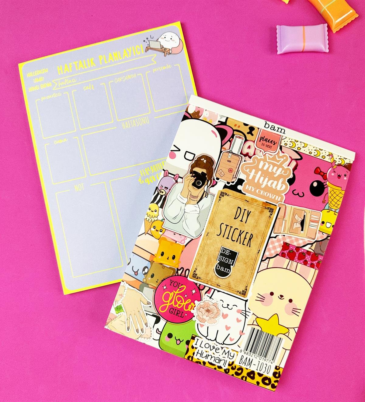 Halledicem Ama Hangi Birini Klavye Önü Haftalık Planlayıcı Ve My DIY Sticker Kitabı SetgiftmodaGmhs101913