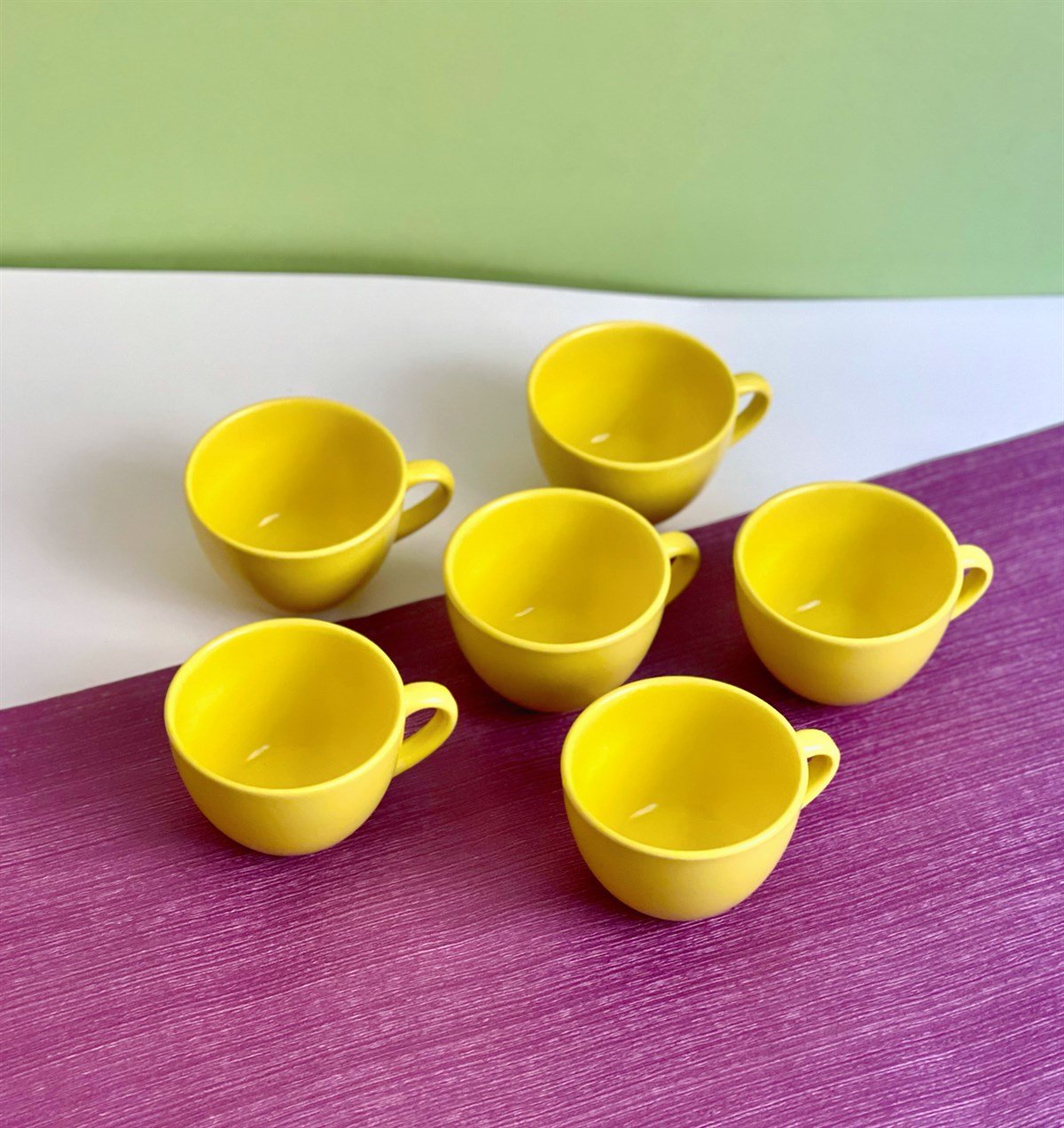 6'lı Renkli 6 Cm Kupa Bardak SetgiftmodaGmkp100191