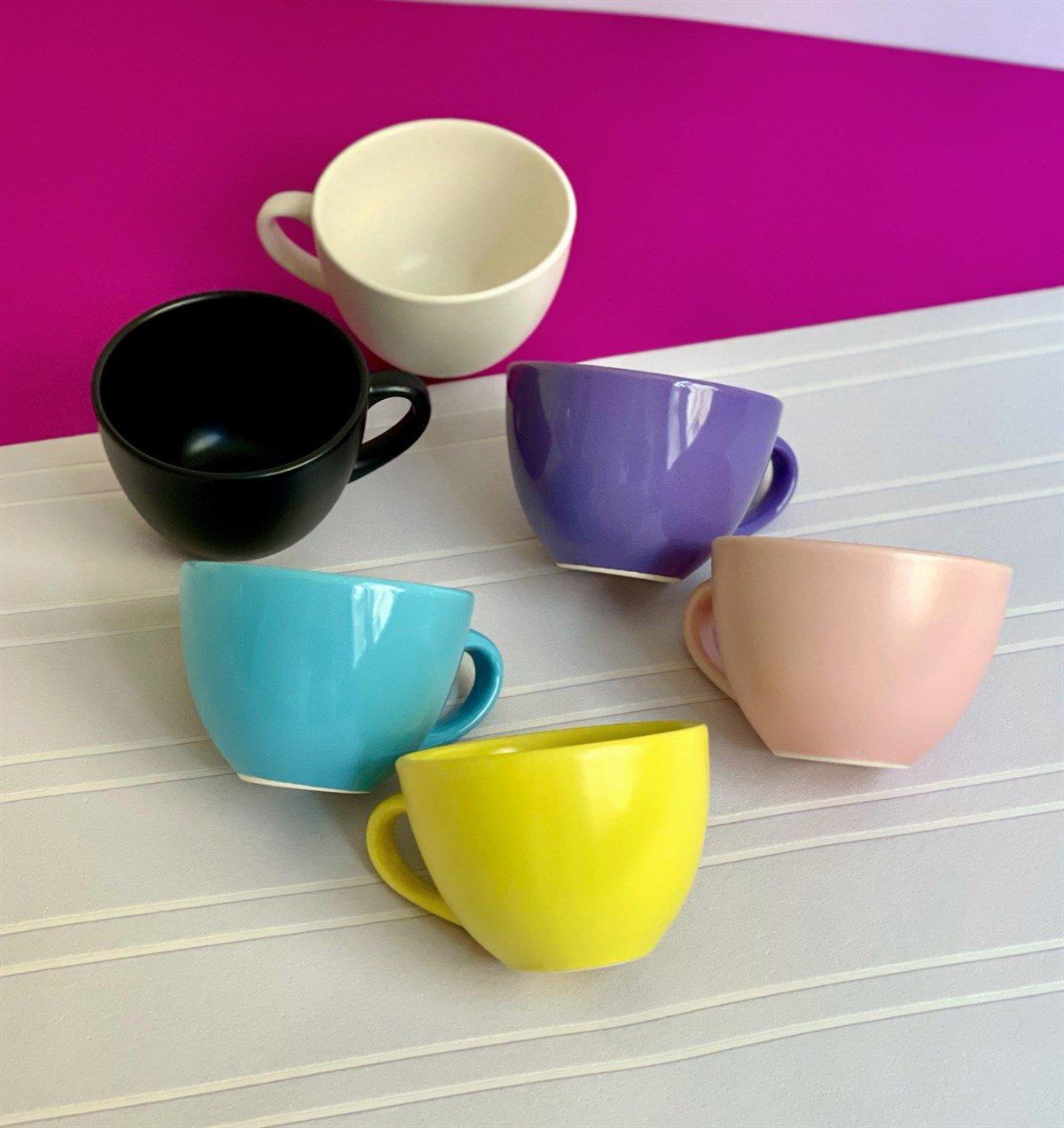 6'lı Renkli 6 Cm Kupa Bardak SetgiftmodaGmkp100191