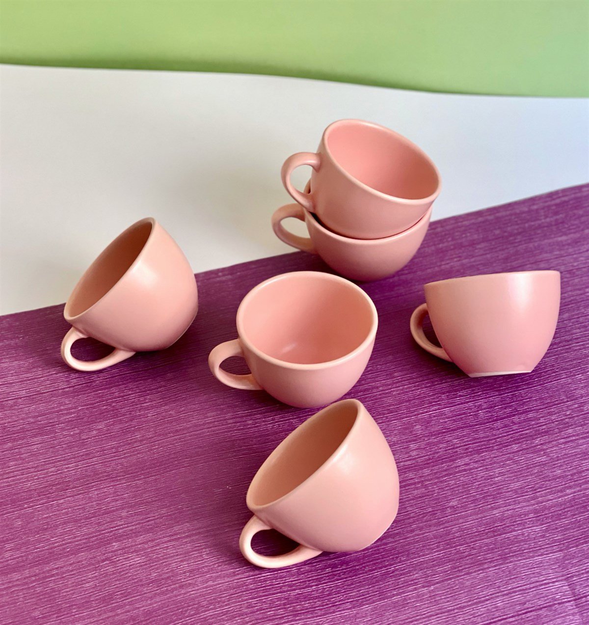 6'lı Renkli 6 Cm Kupa Bardak SetgiftmodaGmkp100191