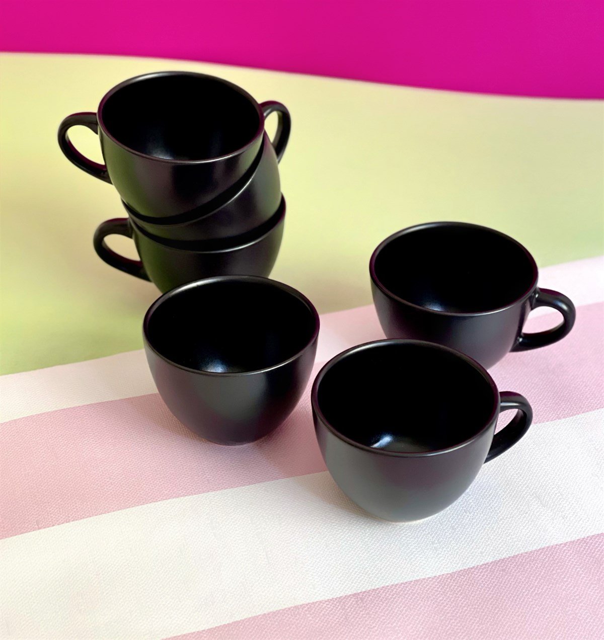 6'lı Renkli 6 Cm Kupa Bardak SetgiftmodaGmkp100191