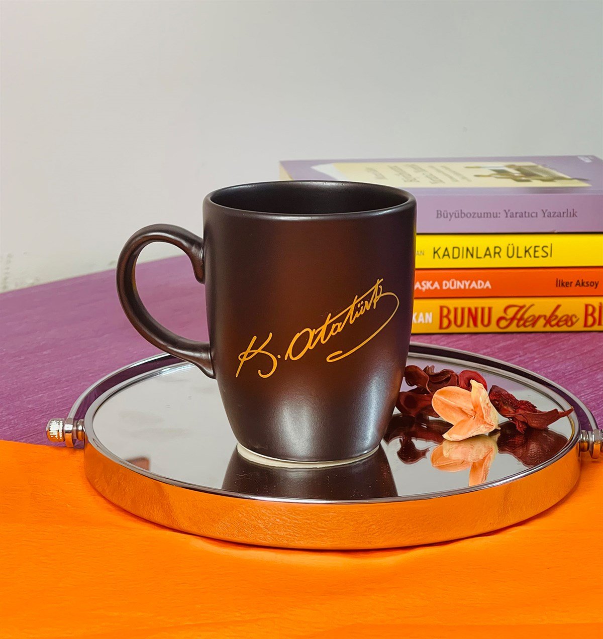 M.Kemal Atatürk Gold İmza Tasarımlı 9 Cm Kupa BardakgiftmodaGmkp100231
