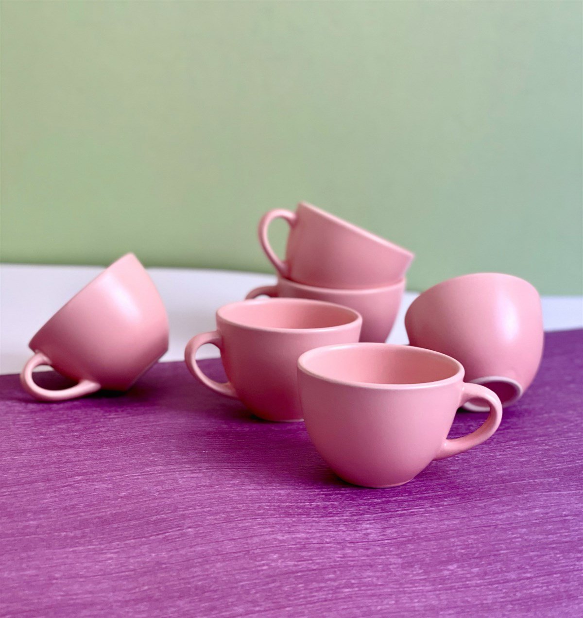 6'lı Renkli 6 Cm Kupa Bardak SetgiftmodaGmkp100191