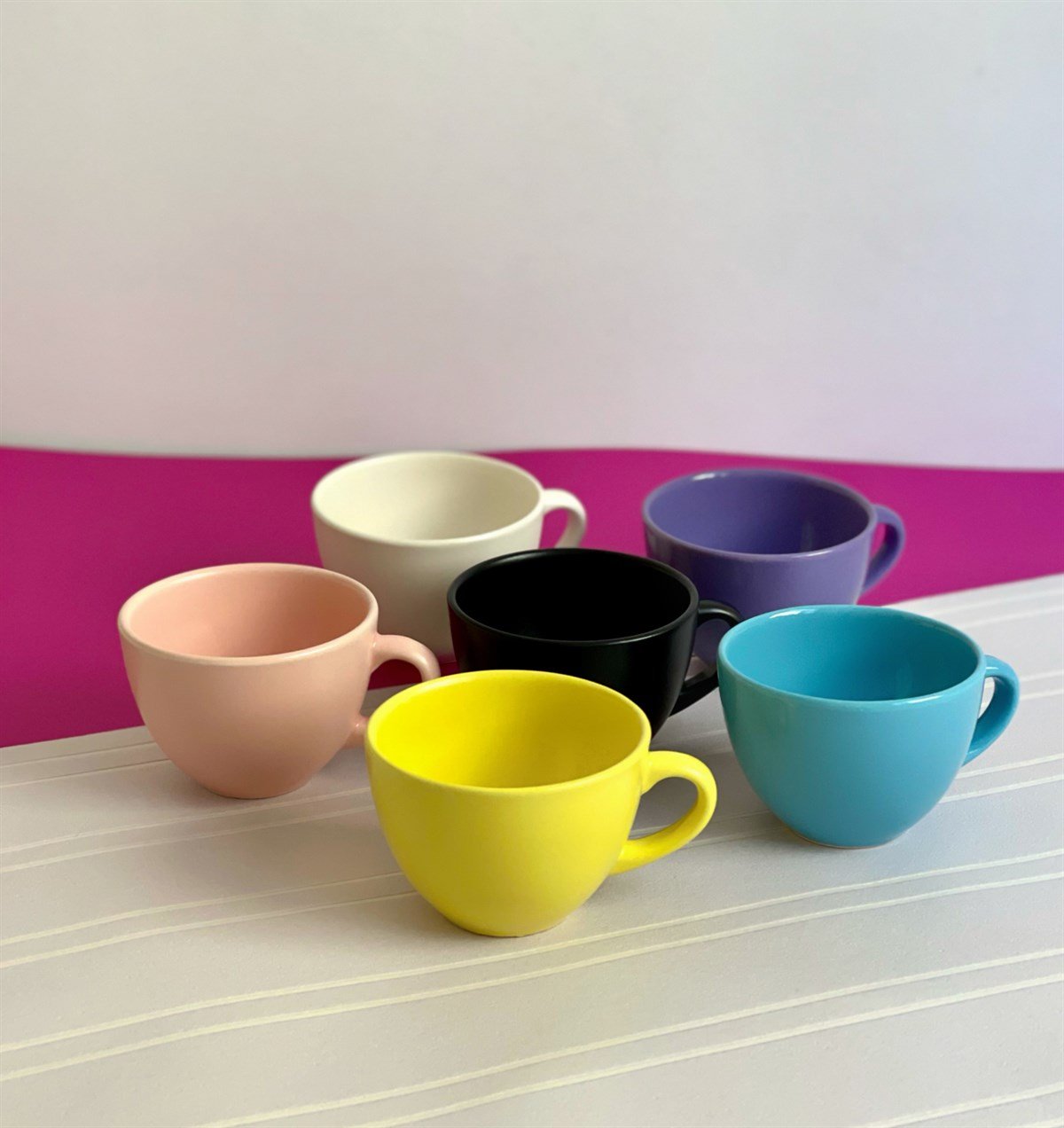 6'lı Renkli 6 Cm Kupa Bardak SetgiftmodaGmkp100191