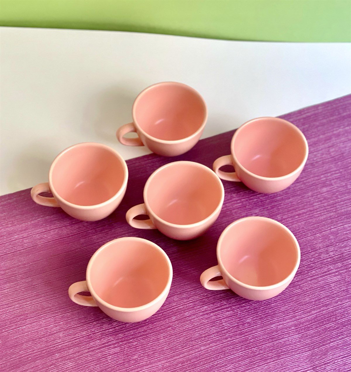 6'lı Renkli 6 Cm Kupa Bardak SetgiftmodaGmkp100191