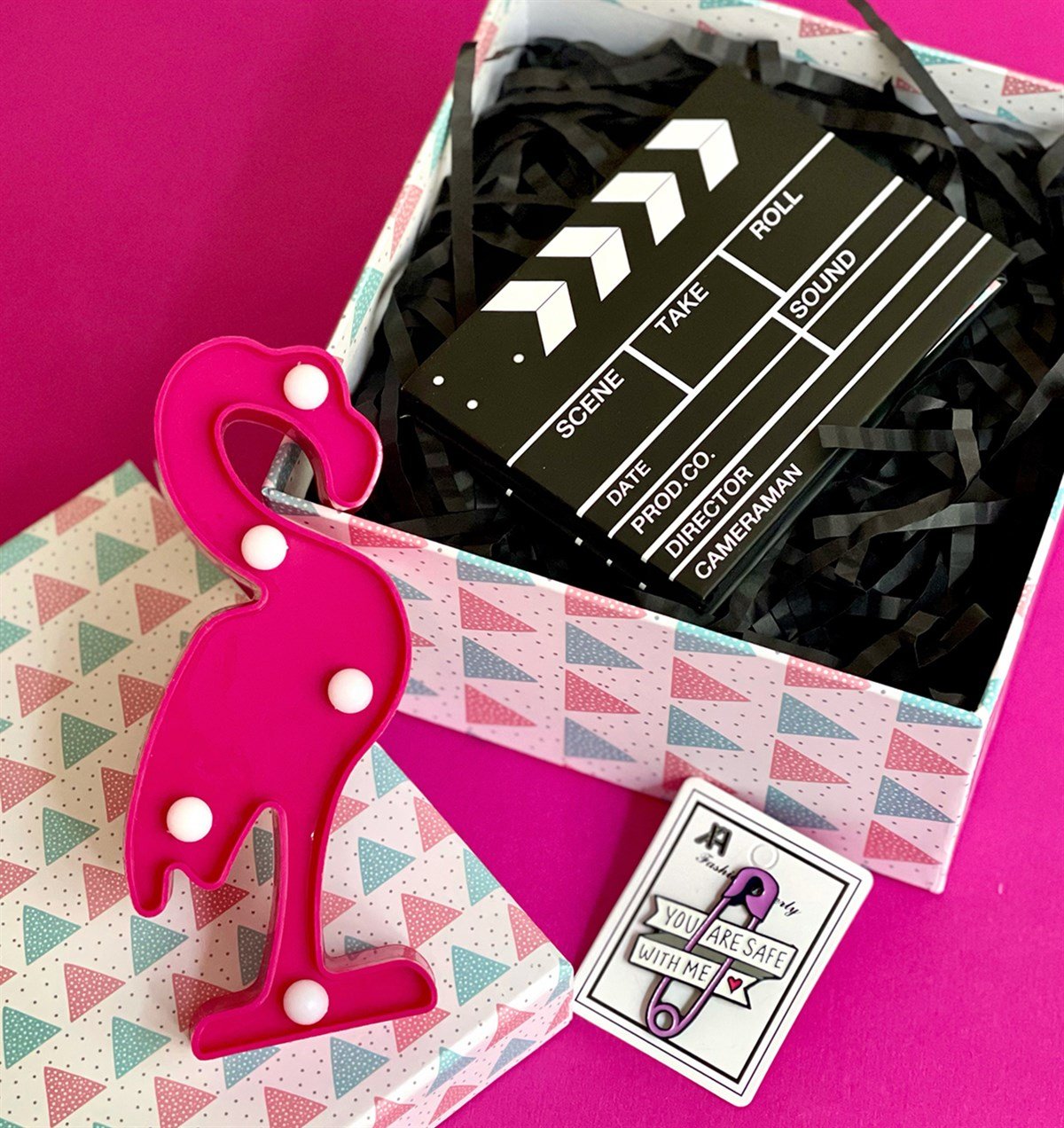 Flamingo Led Lamba Rozet ve Klaket Mini Fotoğraf Albümü Hediye SetiGiftmodaGmhs101020