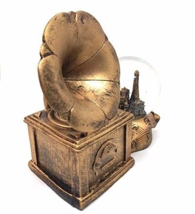 Nostaljik Gramofon Görünümlü Müzikli Kar Küresi